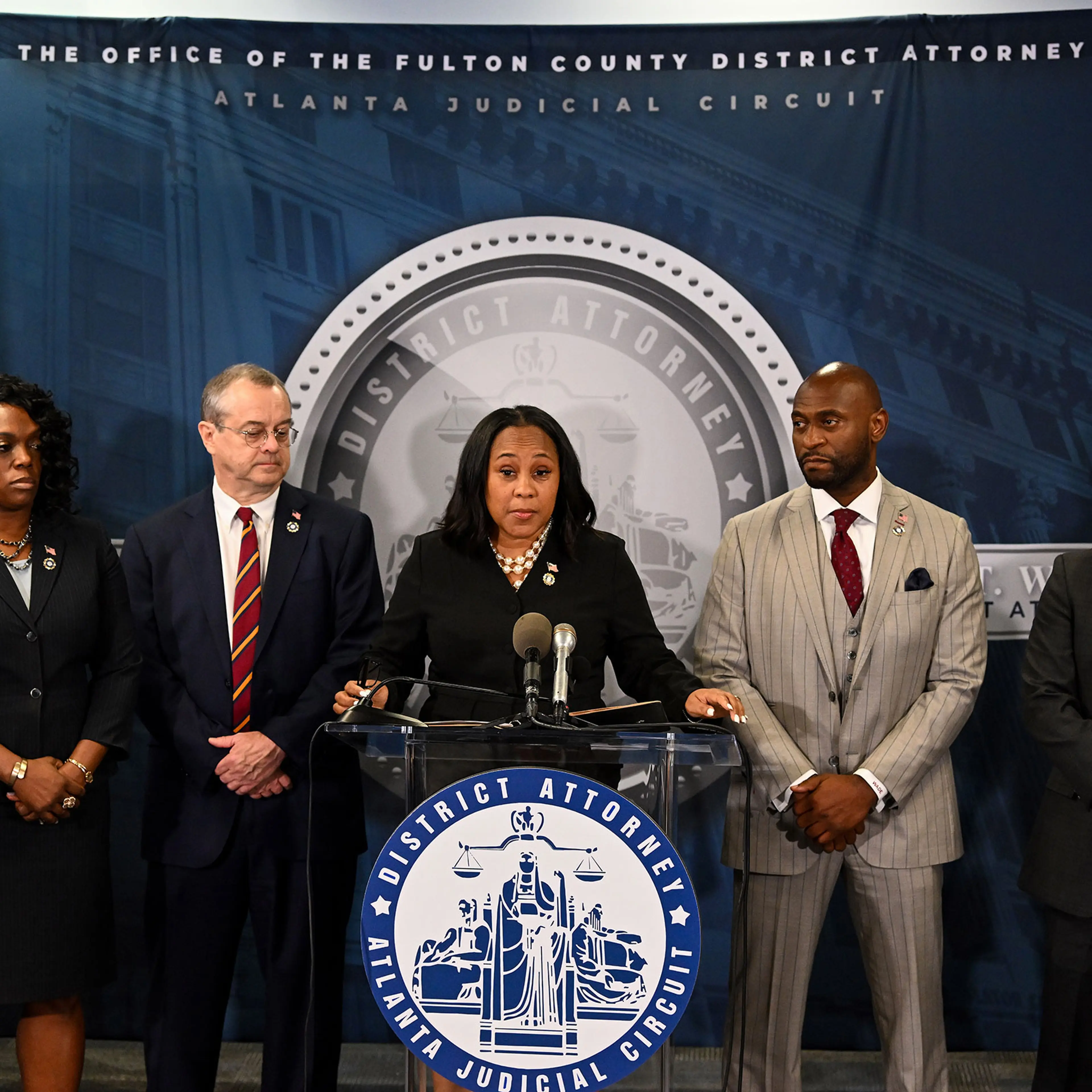 Fulton County District Attorney Fani Willis Speaks During A News Conference in Atlanta, Georgia