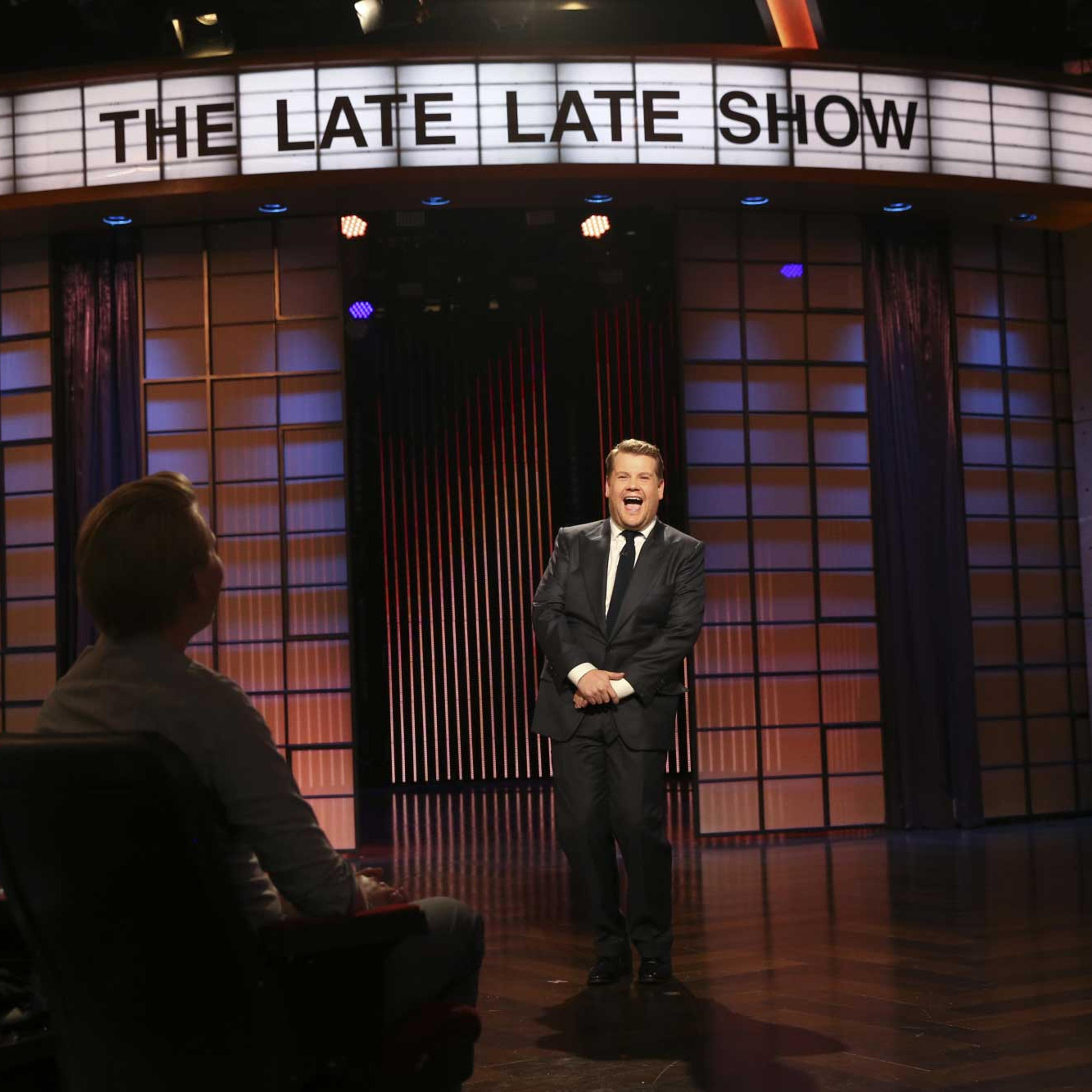 James Corden steps on stage for the first episode of "The Late Late Show with James Corden," in Los Angeles on March 23, 2015.