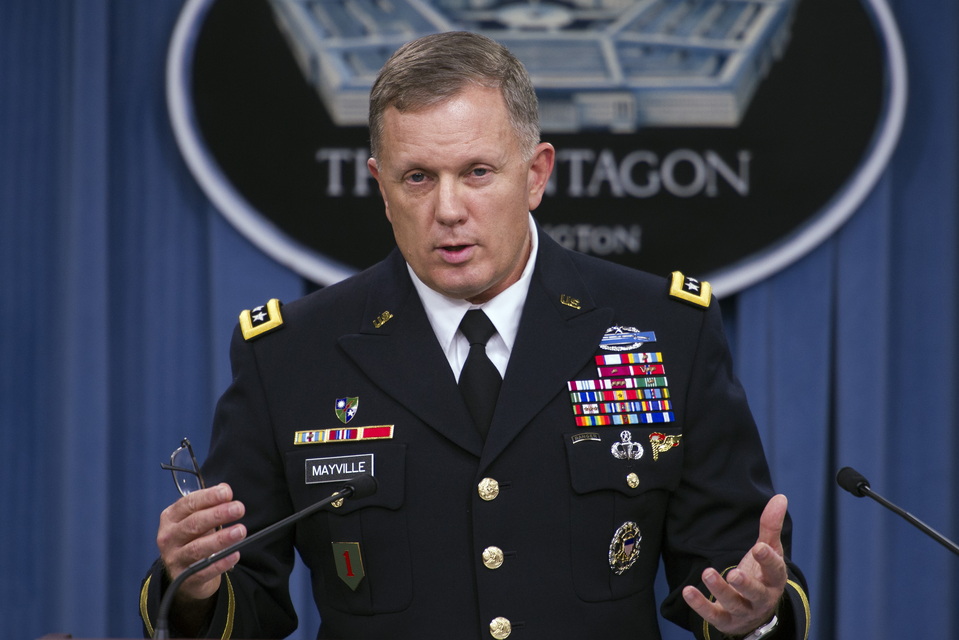 Army Lt. Gen. William Mayville, Jr., Director of Operations J3, speaks about the operations in Syria on Sept. 23, 2014, during a news conference at the Pentagon.