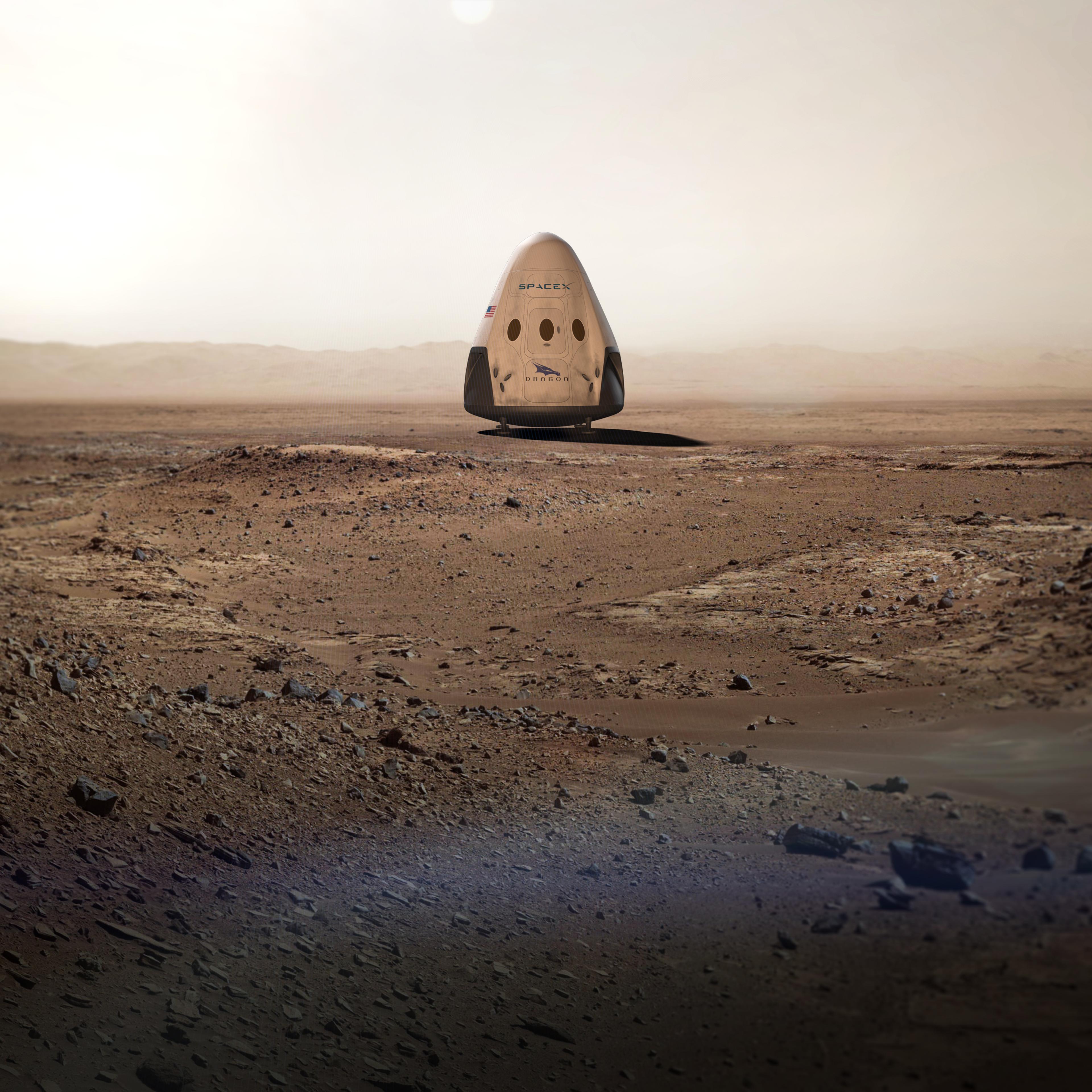 Mission (to be) accomplished: An artist's rendering of the SpaceX vehicle on Mars