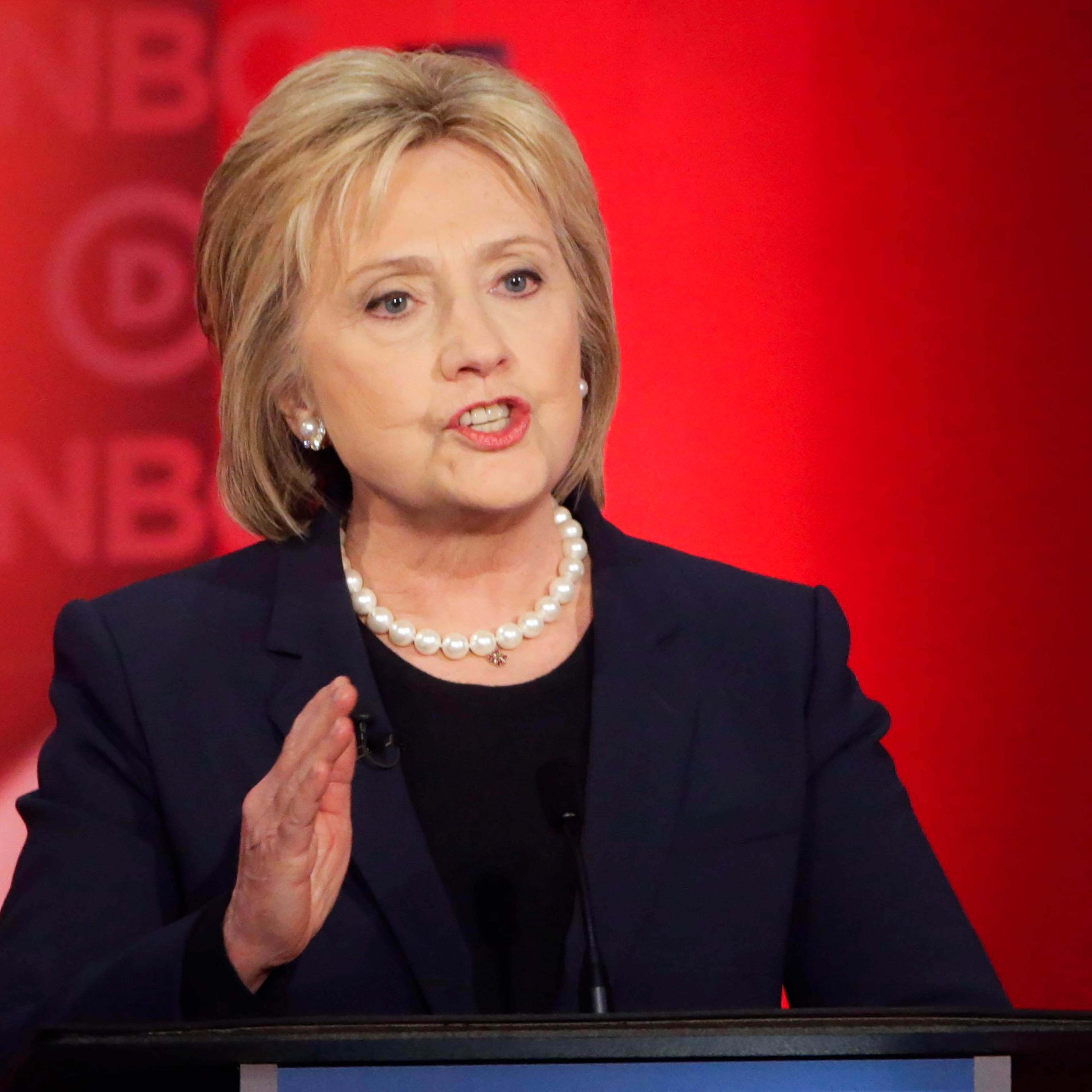 Democratic presidential candidate former Secretary of State Hillary Clinton speaks during a debate with U.S. Sen. Bernie Sanders (I-VT at the University of New Hampshire on Feb. 4, 2016 in Durham, N.H.