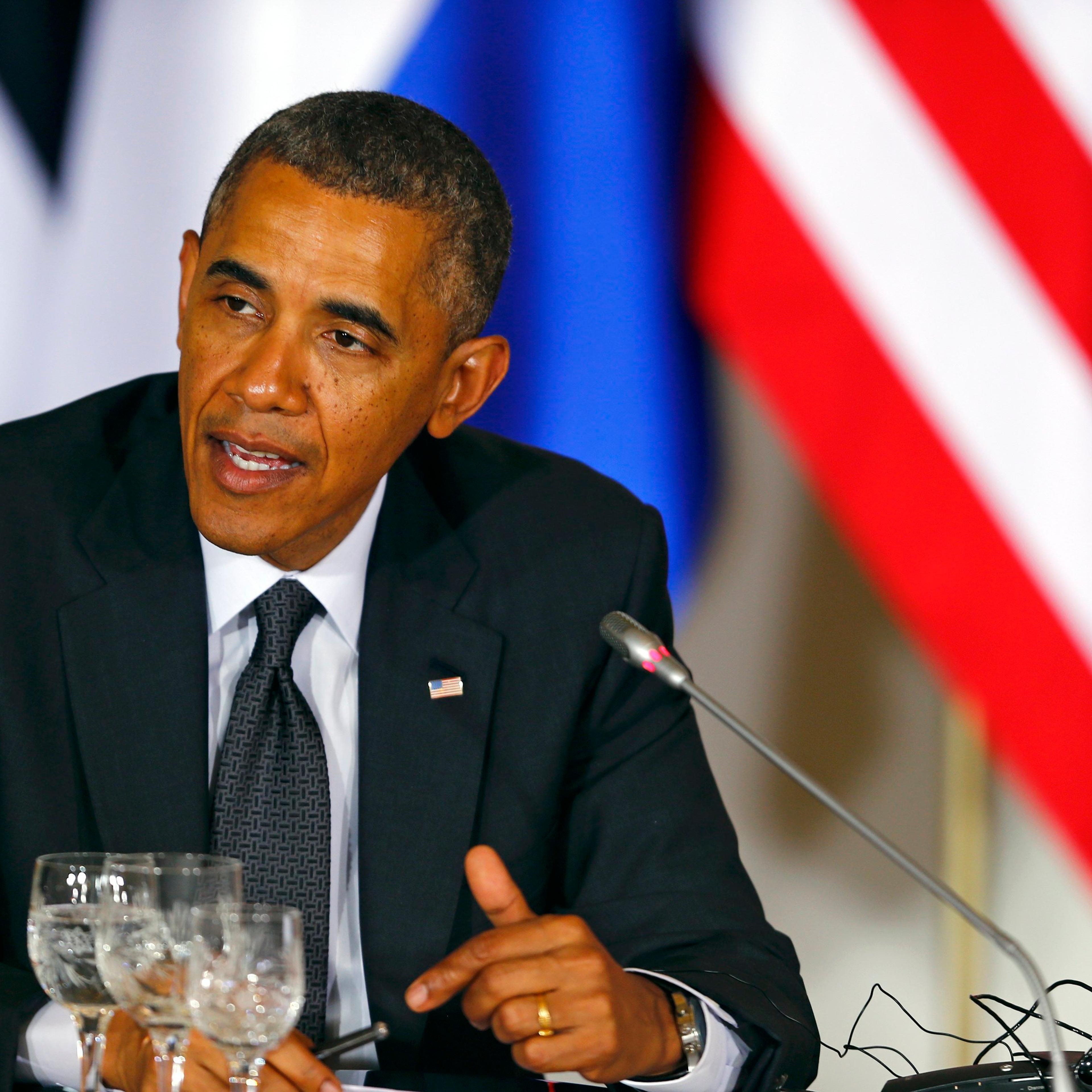 President Barack Obama speaks during a meeting with Central and Eastern European Leaders at the Presidential Palace in Warsaw June 3, 2014.