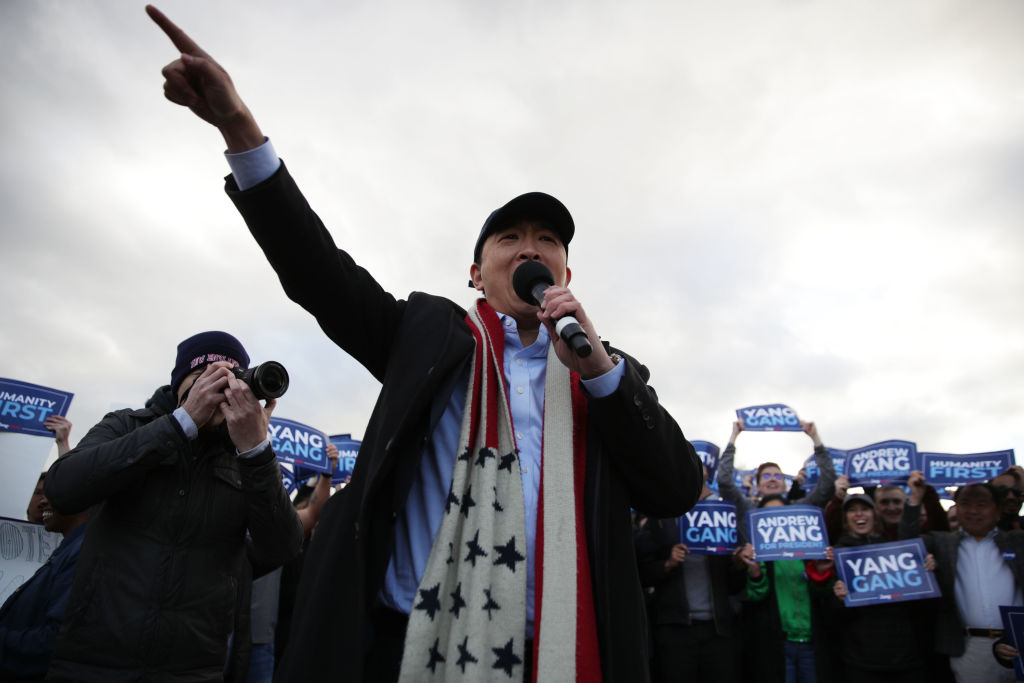 Presidential Candidate Andrew Yang Holds A Campaign Rally At The Lincoln Memorial