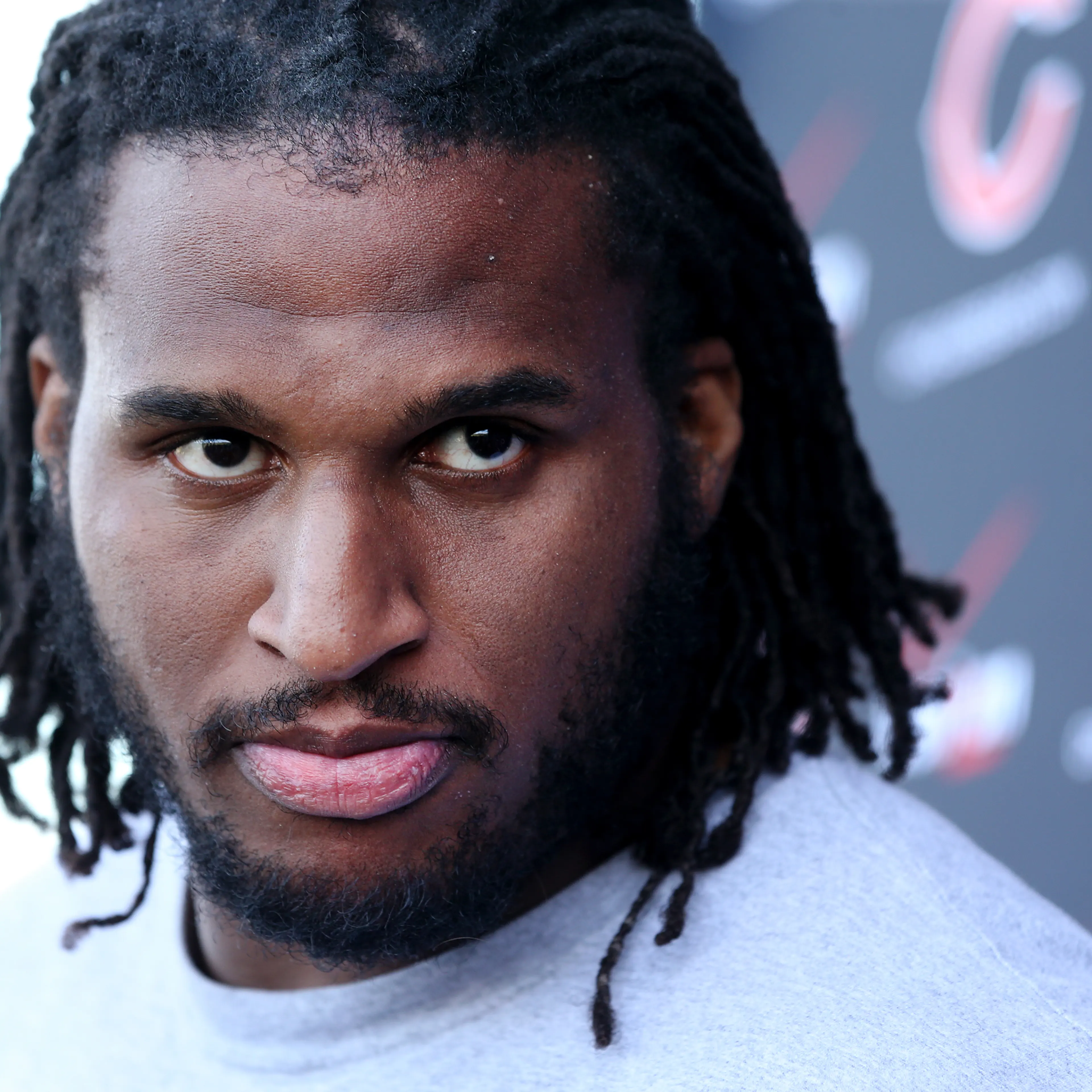 Chicago Bears defensive tackle Ray McDonald speaks with the media after minicamp on Tuesday, April 28, 2015, at Halas Hall in Lake Forest, Ill. The team released McDonald after he was arrested Monday on a domestic violence charge.