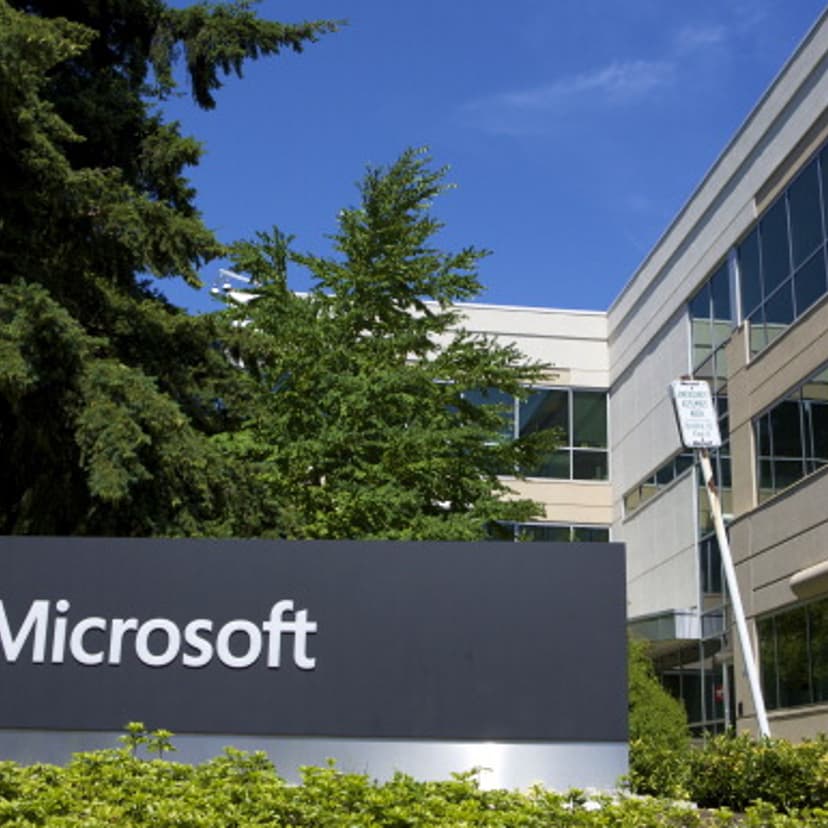 A building on the Microsoft Headquarters campus is pictured July 17, 2014 in Redmond, Washington.