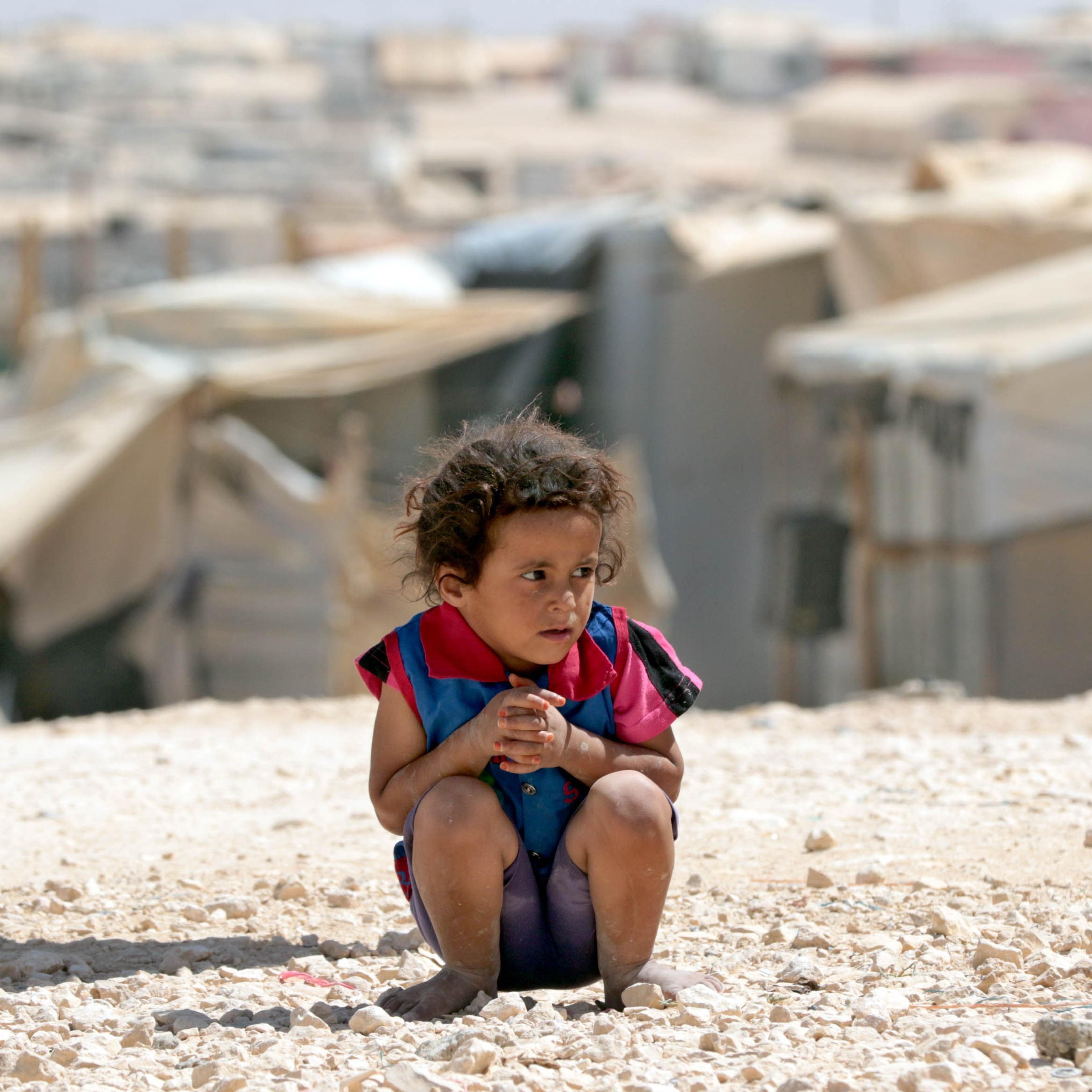 A young Syrian refugee looks on at the UN-run Zaatari camp, north east of the Jordanian capital Amman, on Sept. 19, 2015.