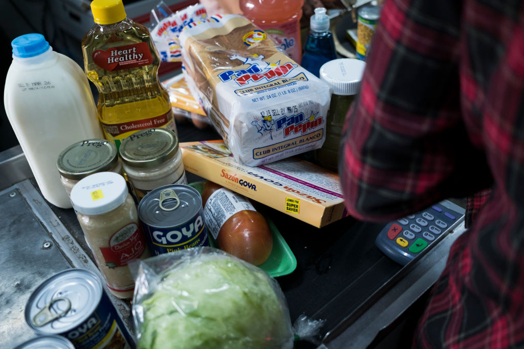 Food Stamps beneficiaries do their groceries shopping at Agranel Supermarket in Bayamon.