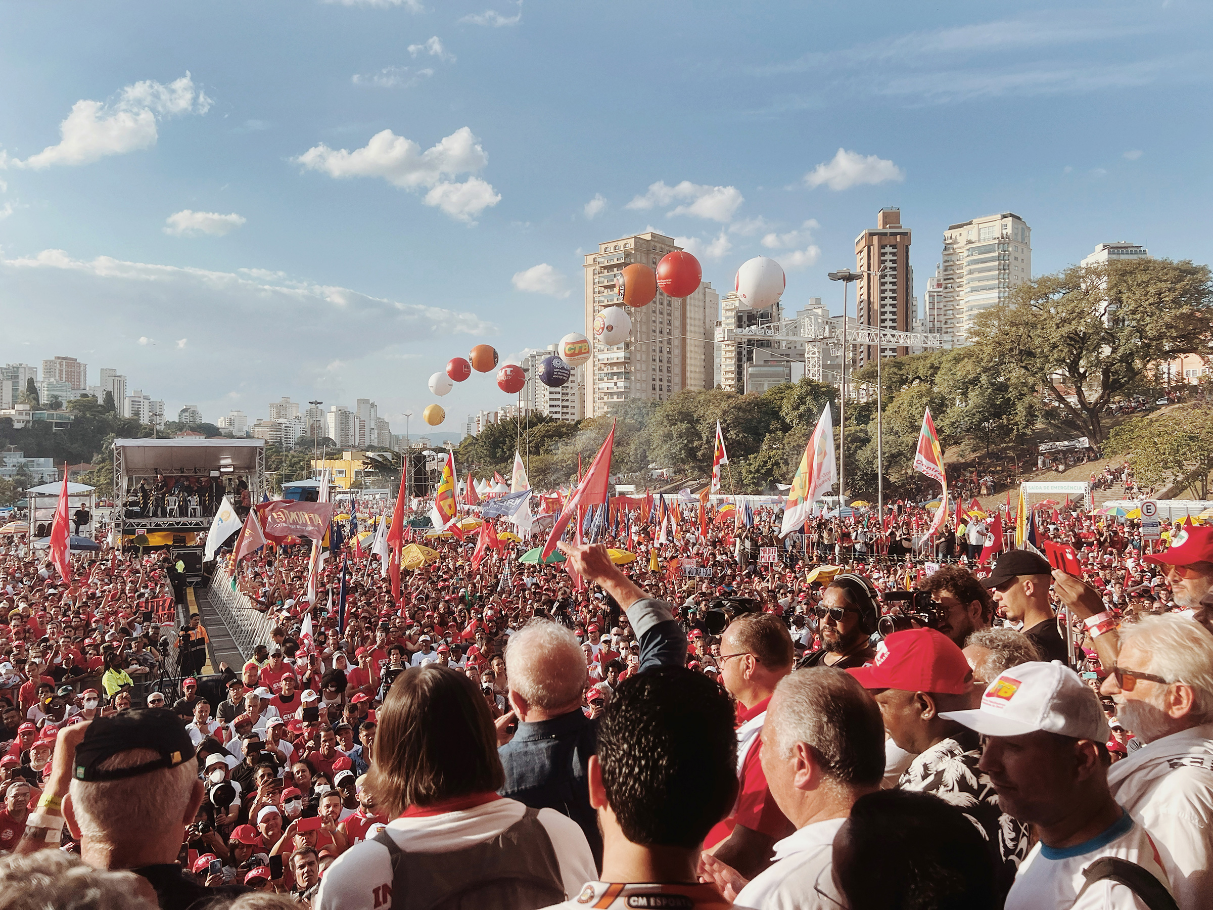 Luiz Inácio Lula da Silva gives a speech to union workers at Praça Charles Muller, São Paulo, on International Workers' day, May 1, 2022.