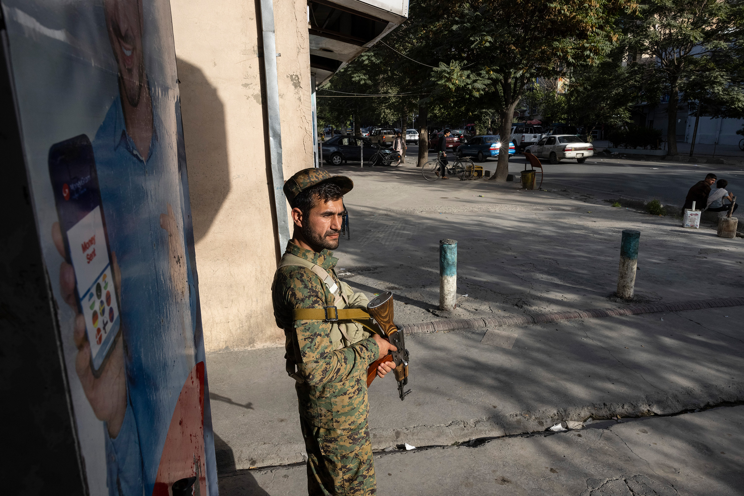 Kabul police secure areas in the central part of the city in Kabul, Afghanistan, on Aug. 13, 2021.