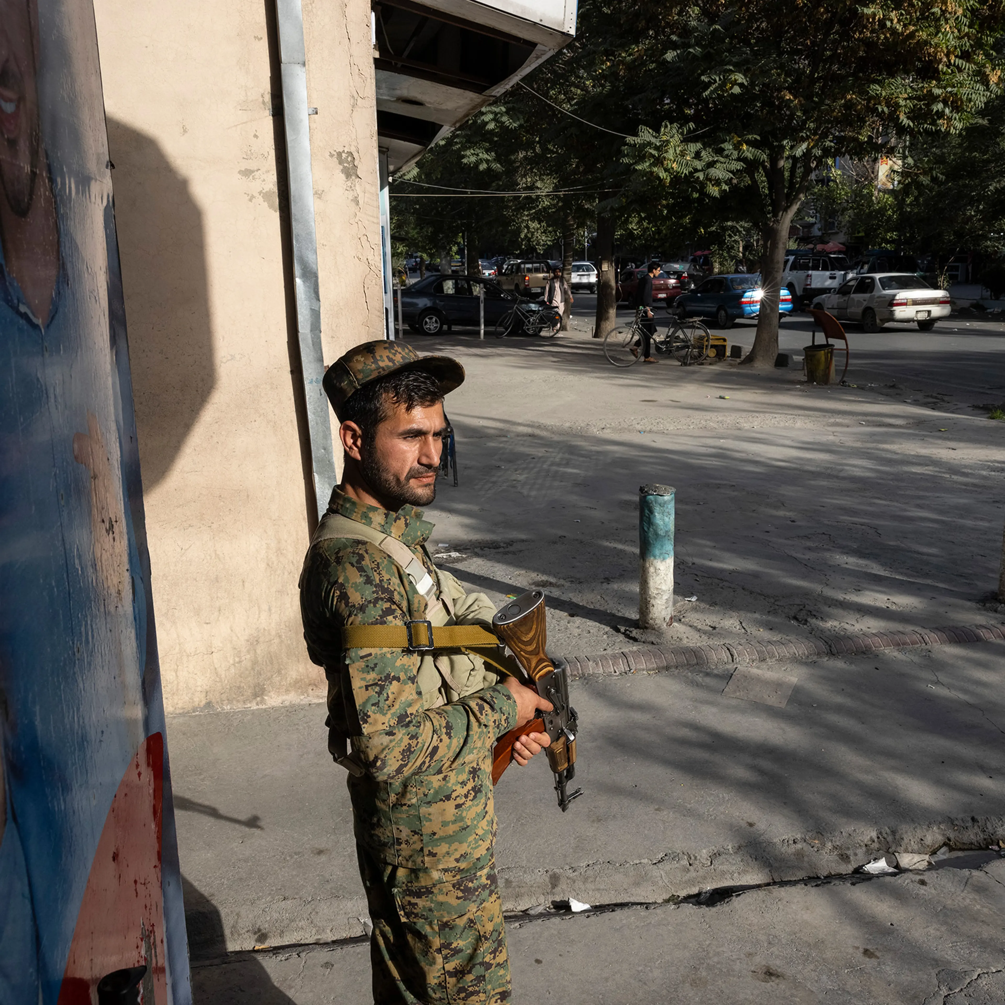 Kabul police secure areas in the central part of the city in Kabul, Afghanistan, on Aug. 13, 2021.