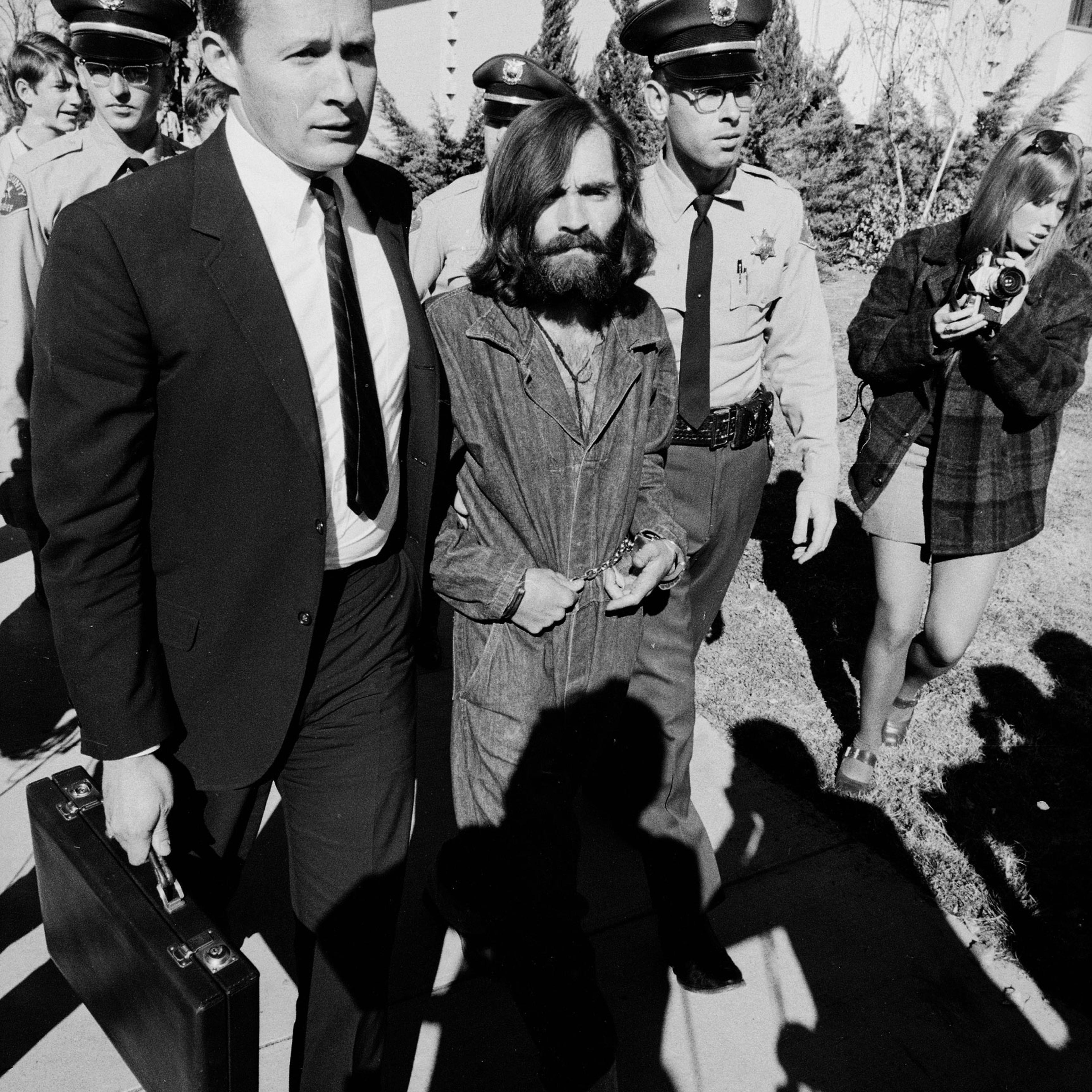 Charles Manson is led to court for a grand jury appearance in California in 1969.