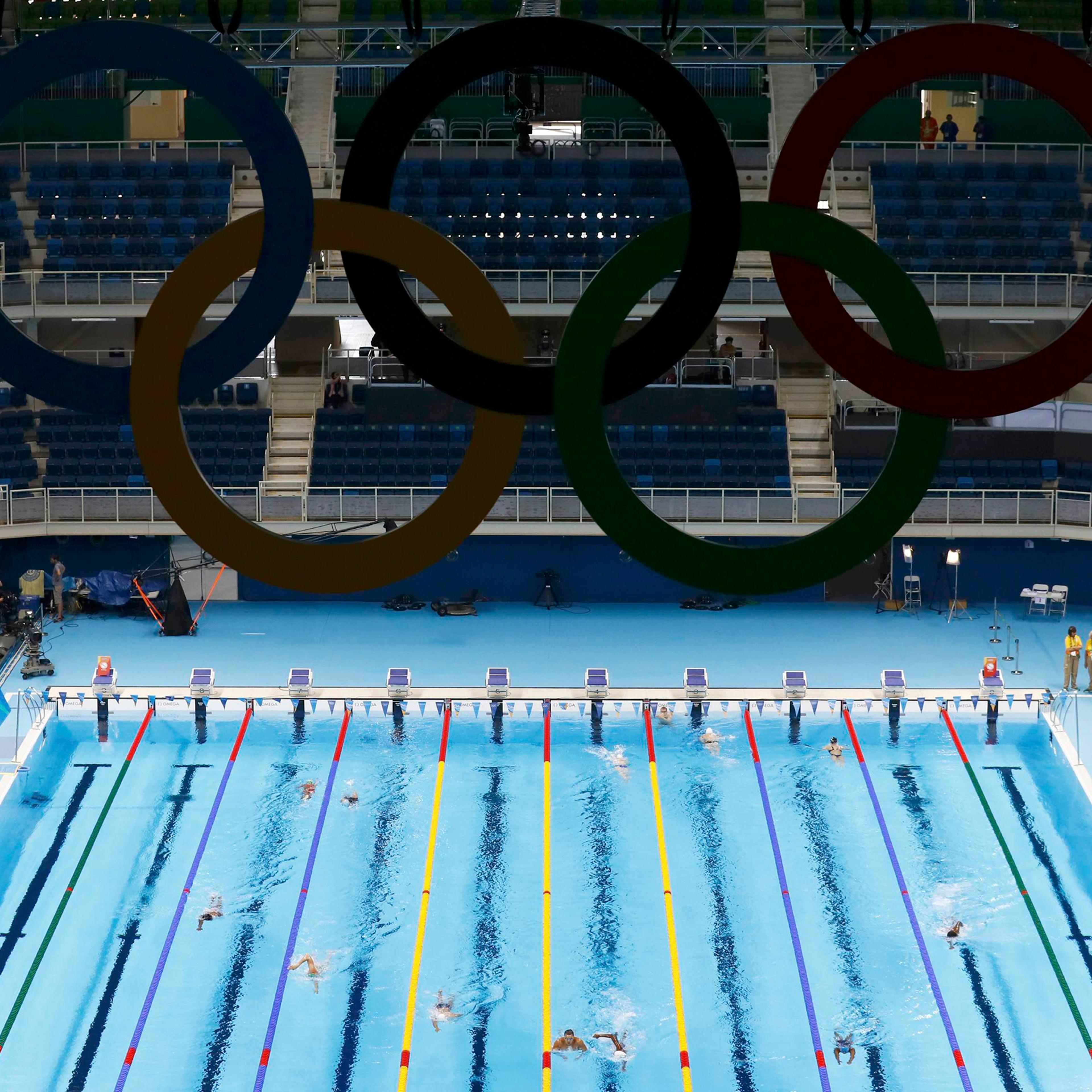 General view of the Olympic swimming venue in Rio de Janeiro on Aug. 02, 2016.