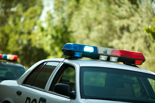 Police car with lights on