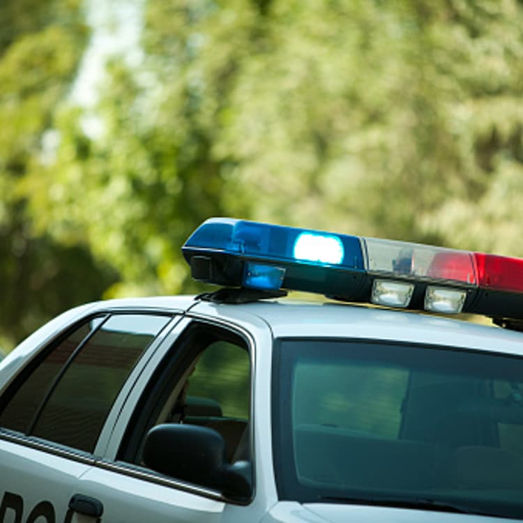 Police car with lights on