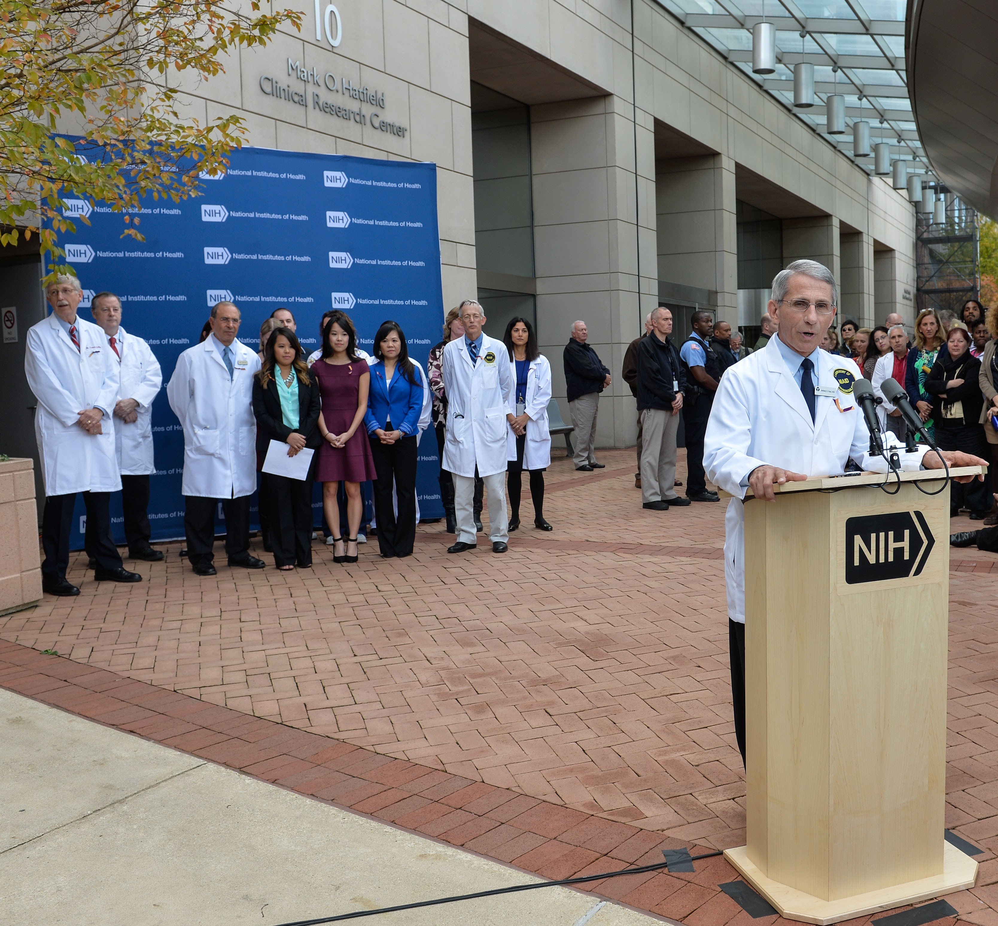 Anthony Fauci Director of the National Institute of Allergy and Infectious Diseases, speaks during a news conference in Maryland on Oct. 24, 2014.