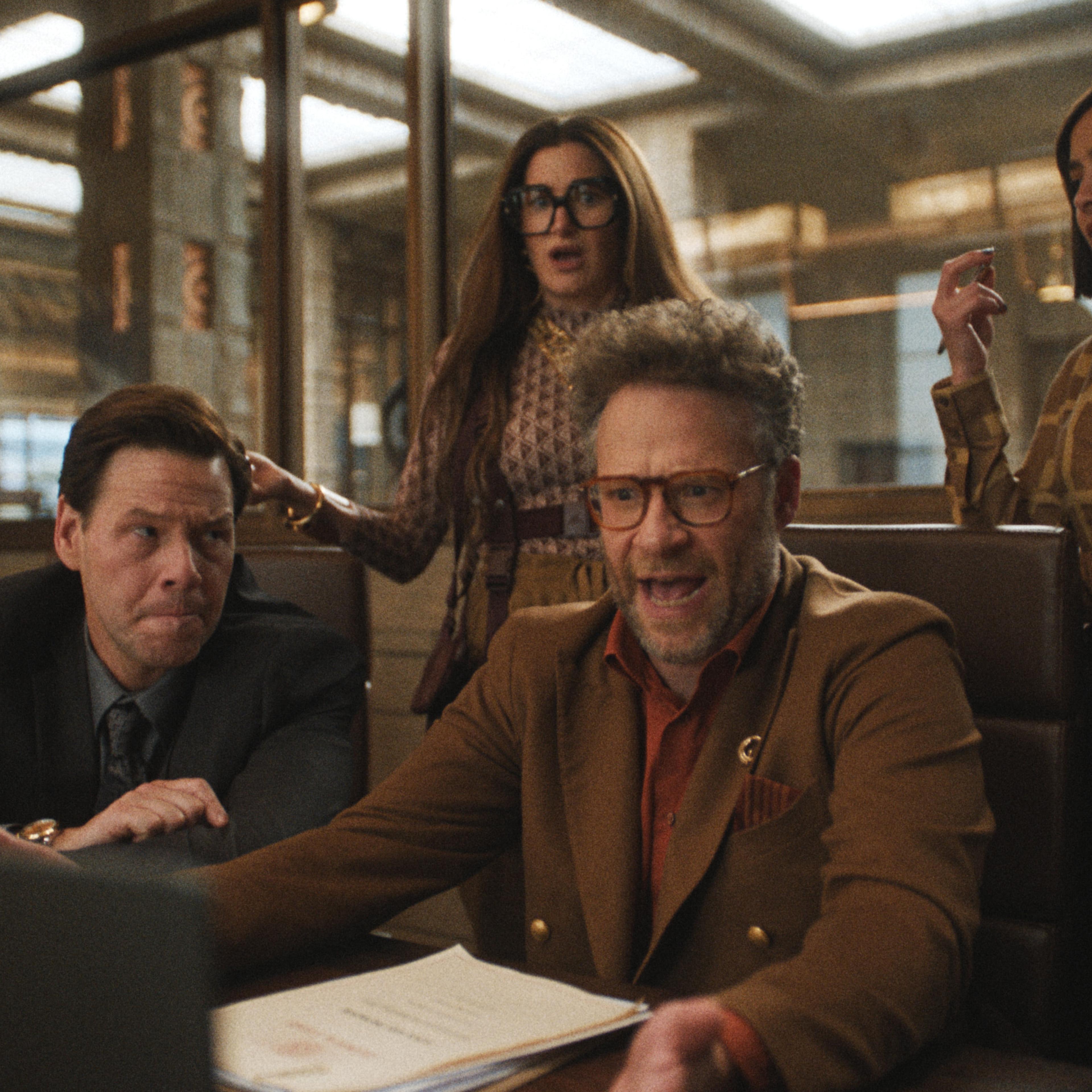 From left: Ike Barinholtz, Kathryn Hahn, Seth Rogen, and Chase Sui Wonders in <i>The Studio</i>