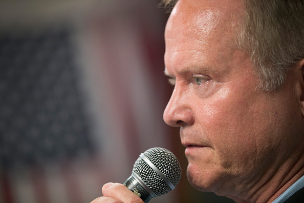 Former Virginia Senator Jim Webb speaks at the Urbandale Democrats Flag Day Celebration on June 14, 2015 in Urbandale, Iowa.