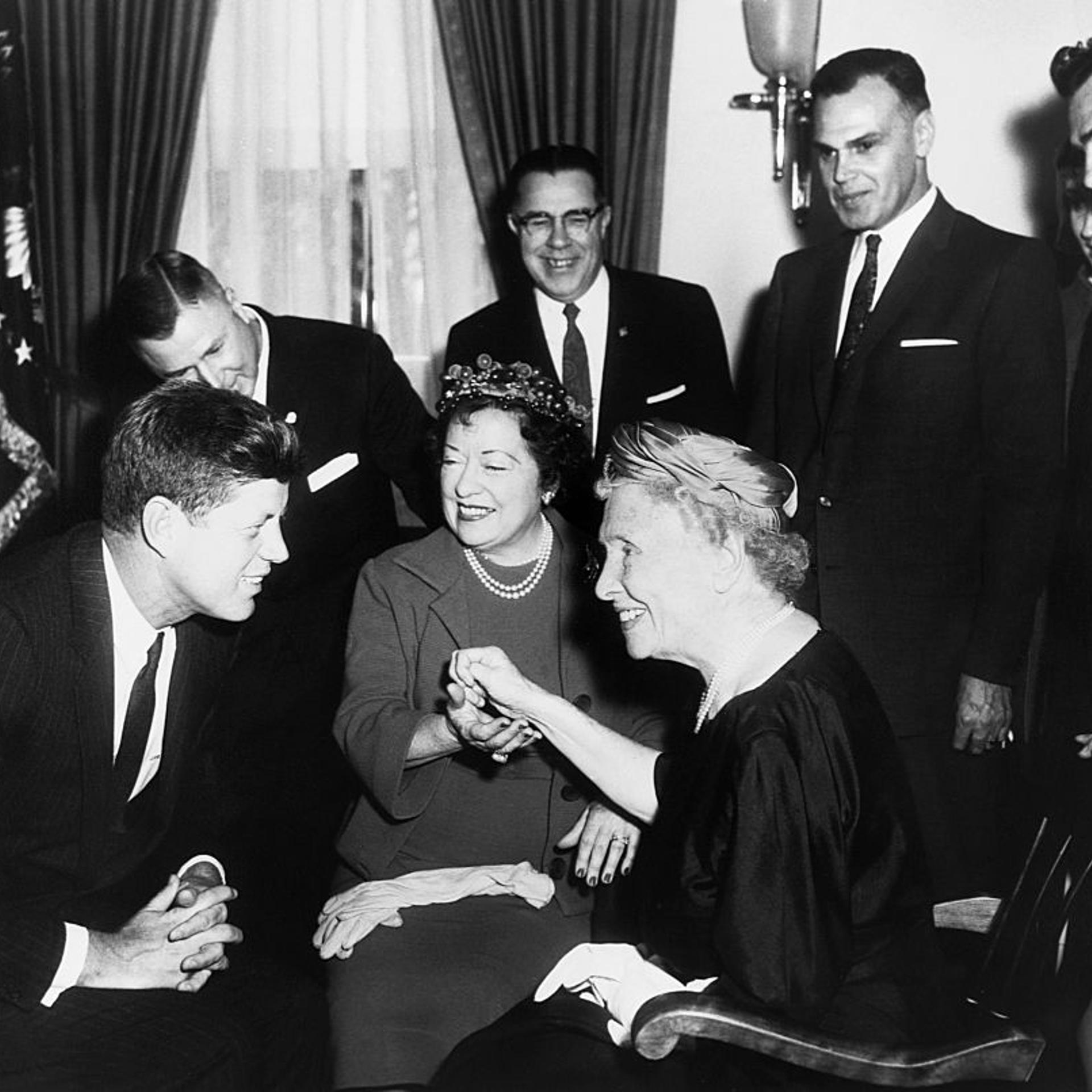 Helen Keller visits President John F. Kennedy, April 8, 1961.