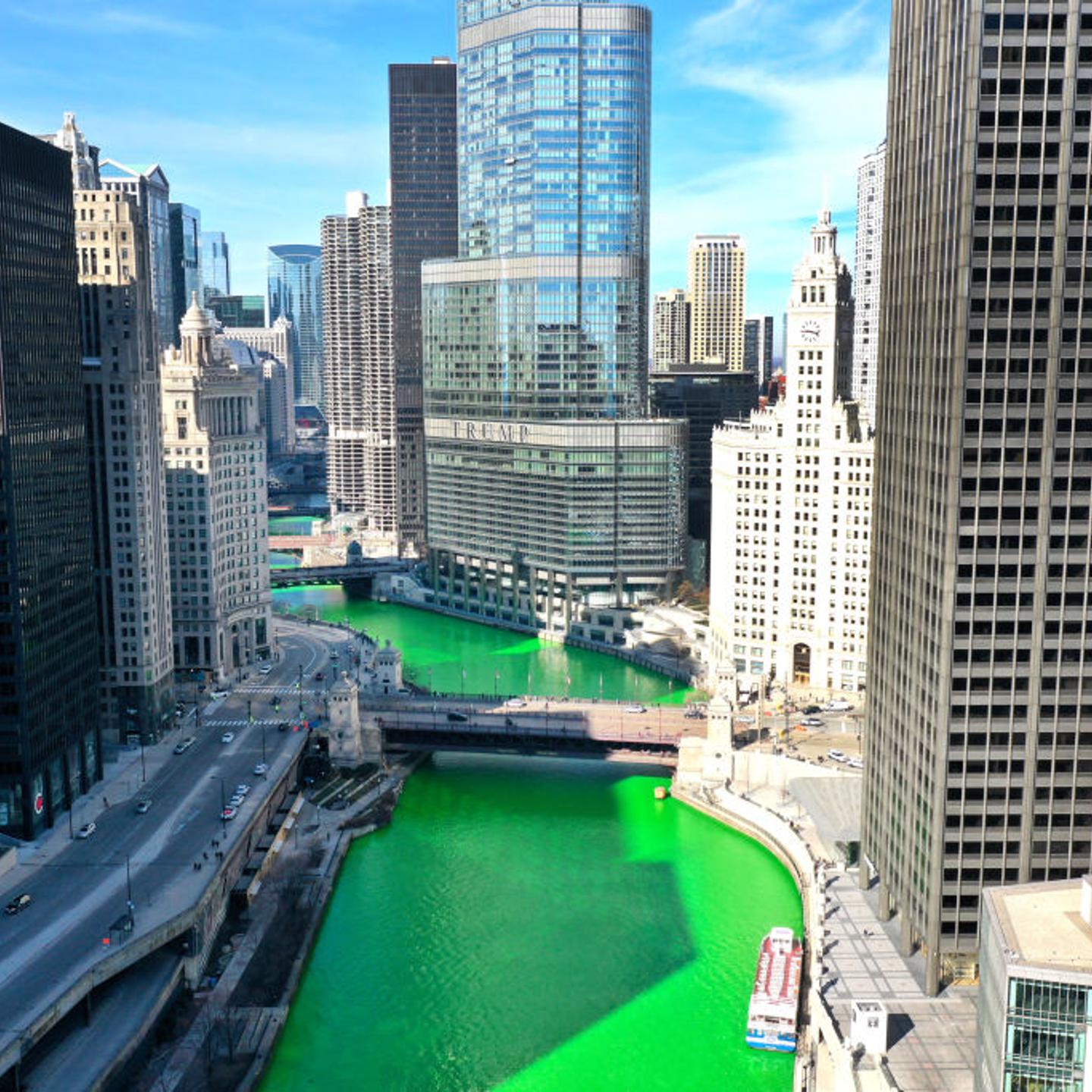 In A Surprise Move, Chicago River Dyed Green Ahead Of St Patrick's Day