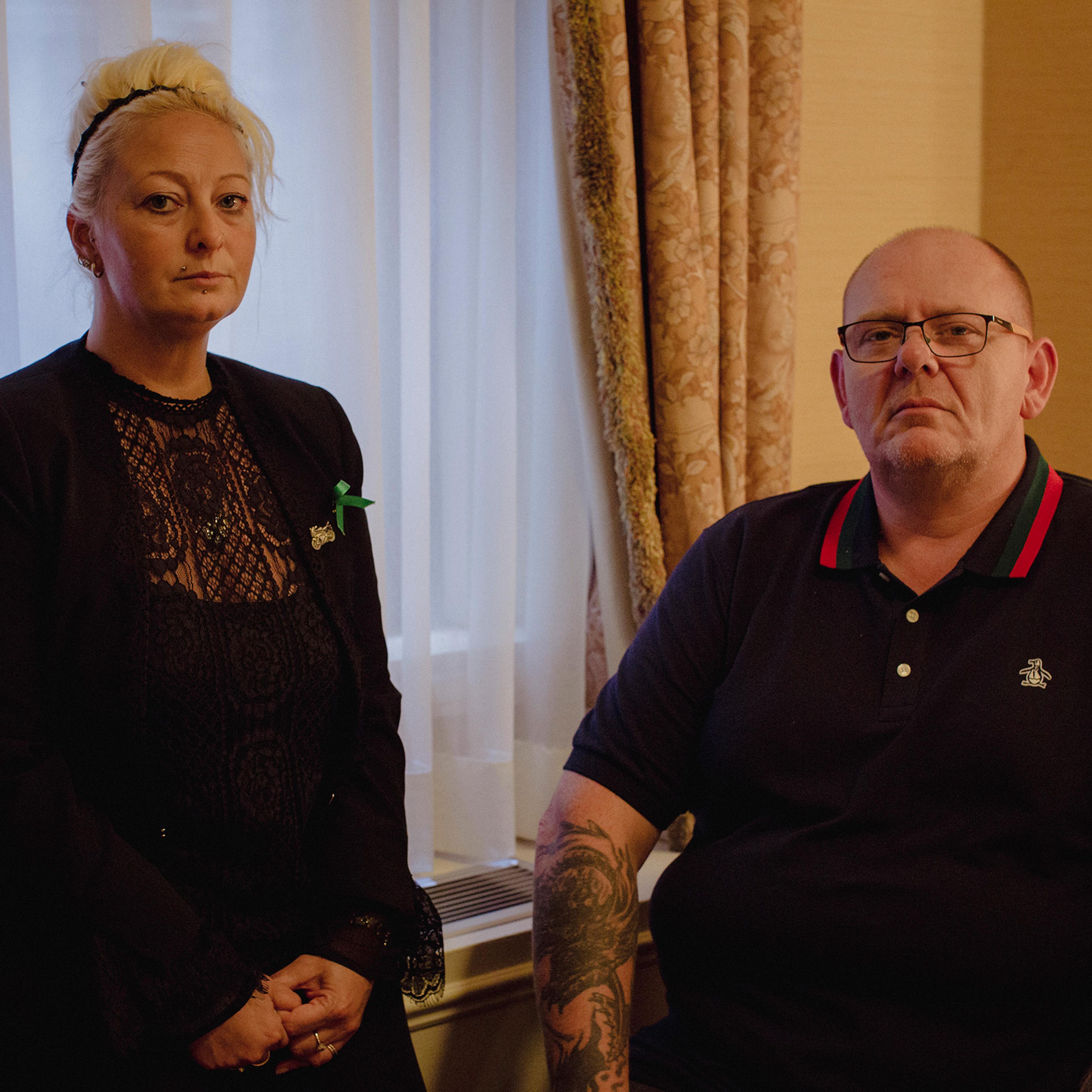 Charlotte Charles and Tim Dunn, the parents of Harry Dunn, a 19-year-old who was killed when a car crashed into his motorbike on August 27.
