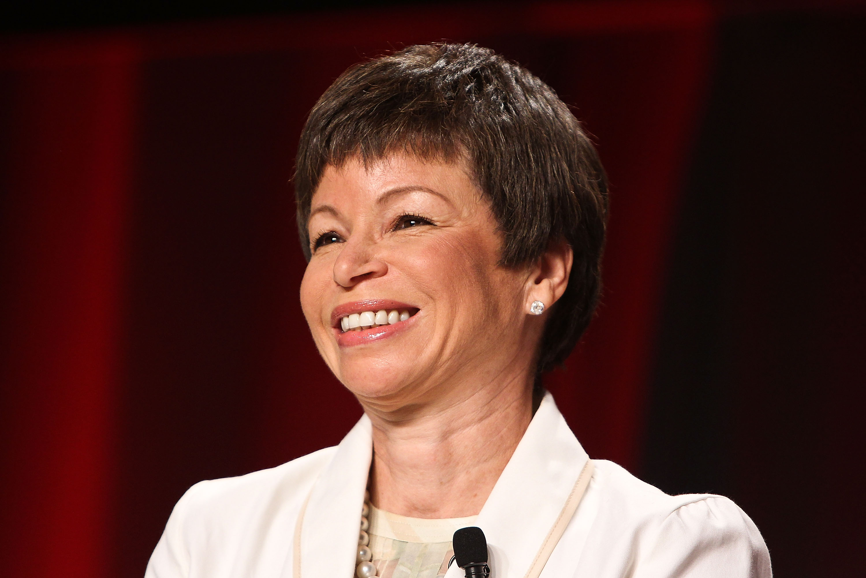 White House senior adviser Valerie Jarrett participates in a panel discussion during the 2012 Federal Partners Bullying Prevention summit at the Marriott Wardman Park Hotel on August 7, 2012 in Washington, DC.