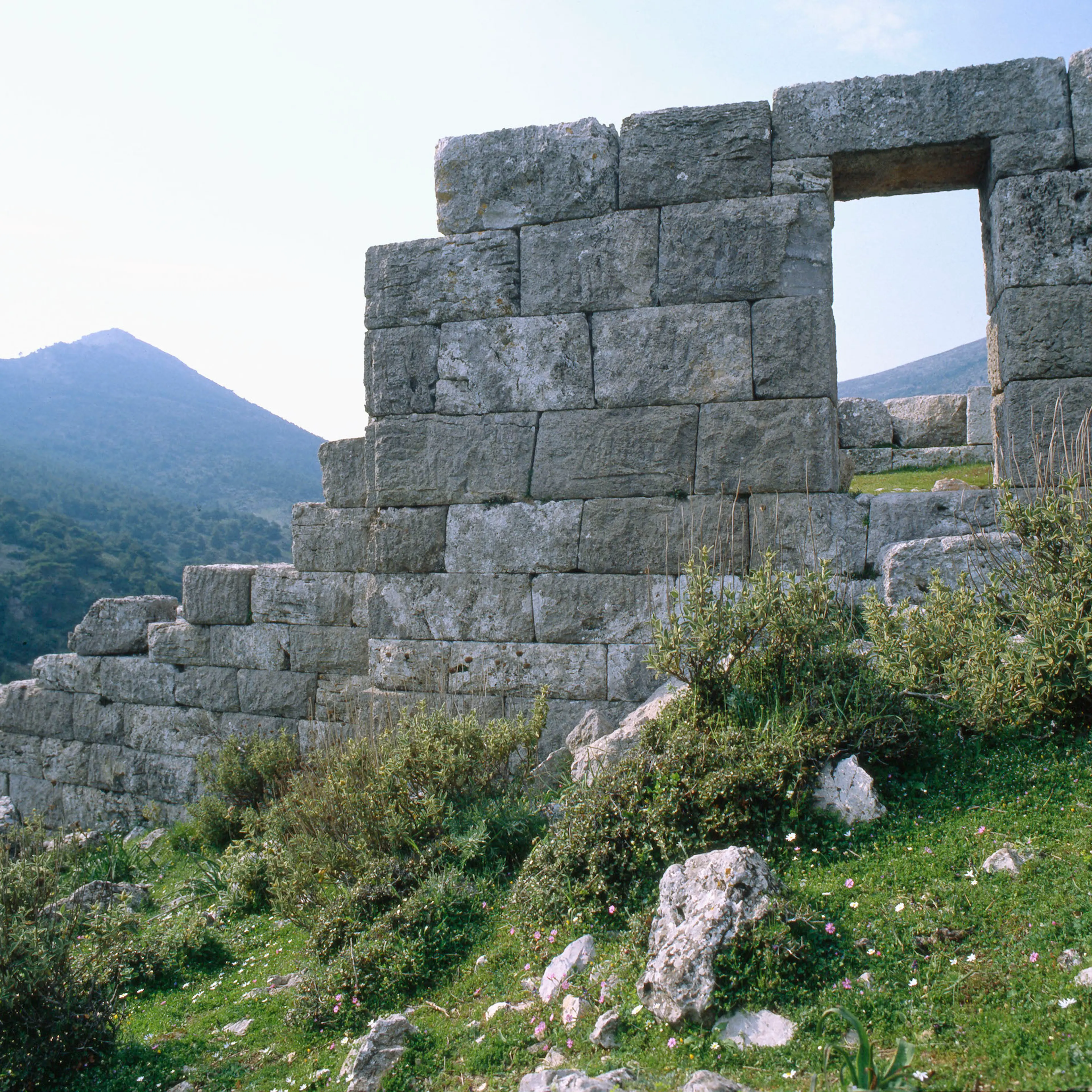 View of the fortification wall of the fort at Phyle, north-west of Athens