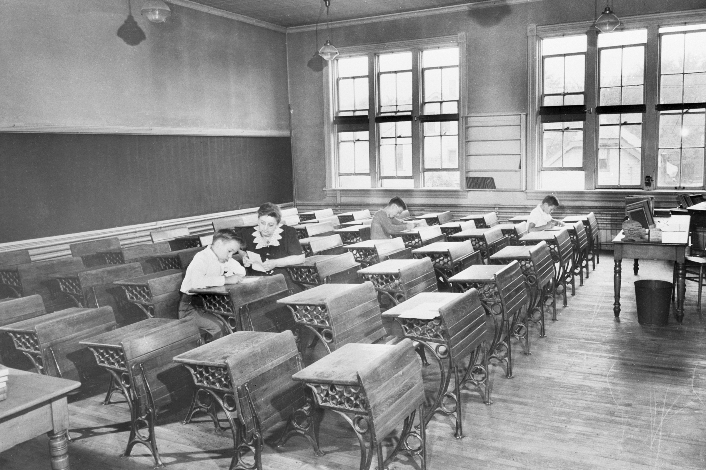 Milwaukee sixth grade school teachers faced row upon row of empty seats when school opened on Sept. 6, 1944, due to the polio quarantine in effect