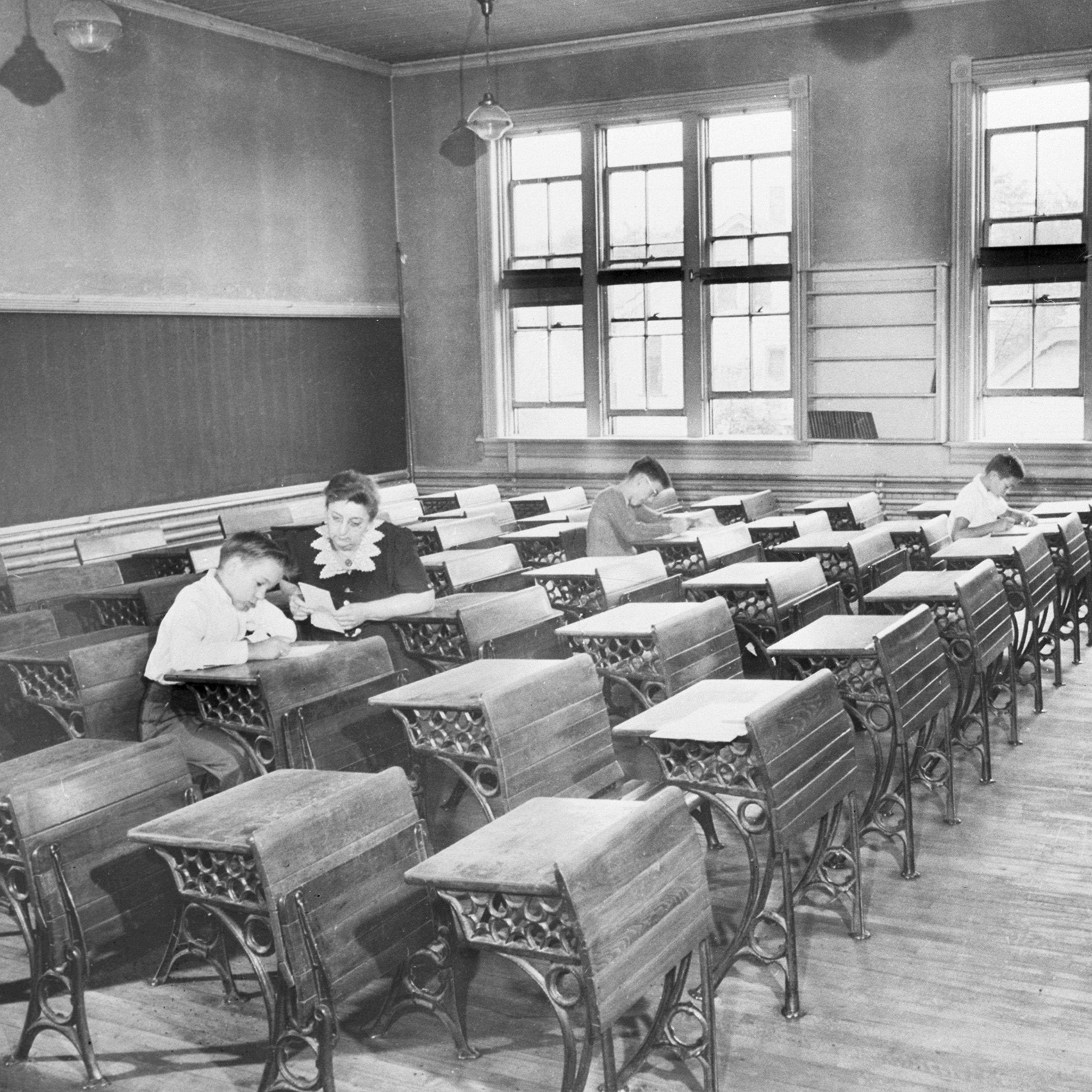 Milwaukee sixth grade school teachers faced row upon row of empty seats when school opened on Sept. 6, 1944, due to the polio quarantine in effect