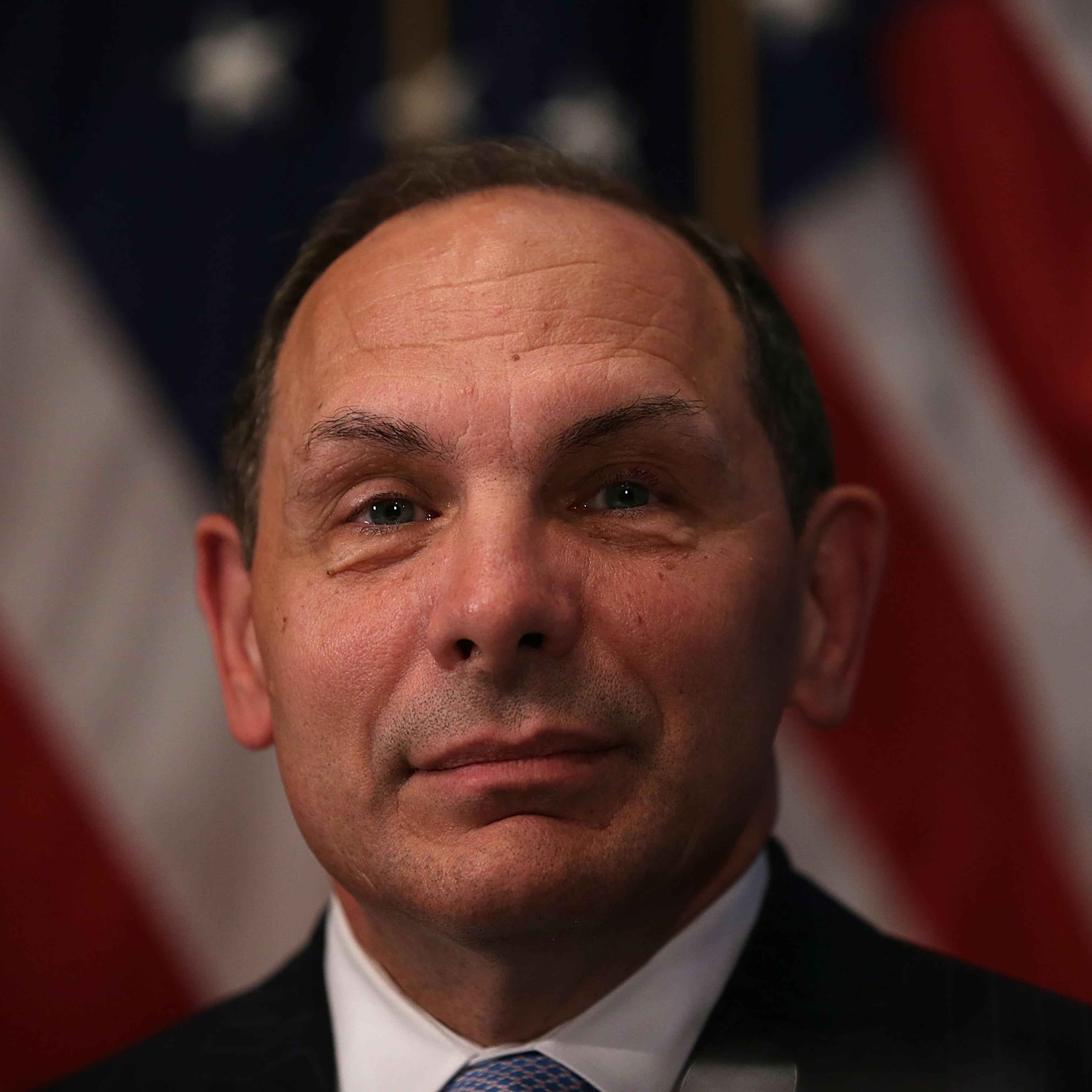 U.S. Secretary of Veterans Affairs Robert McDonald waits to be introduced prior to his address to a Newsmaker Luncheon at the National Press Club November 6, 2015 in Washington, DC.