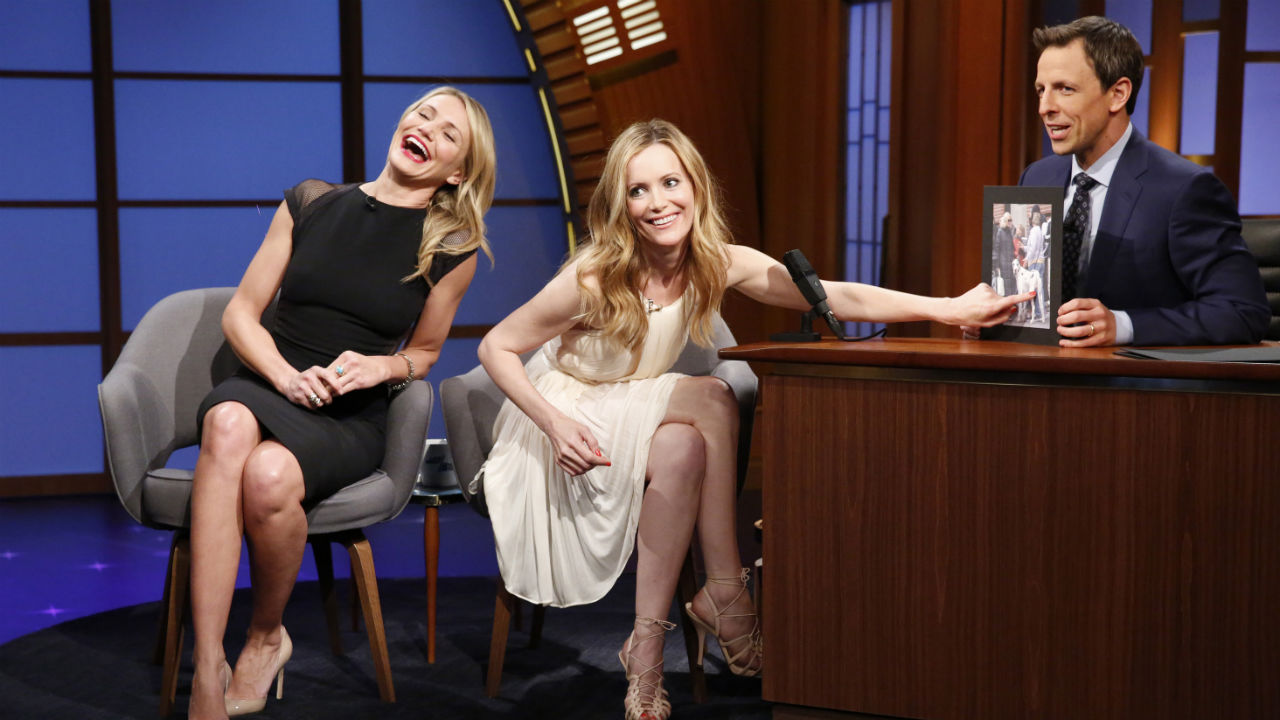 Cameron Diaz and Leslie Man on Late Night with Seth Meyers