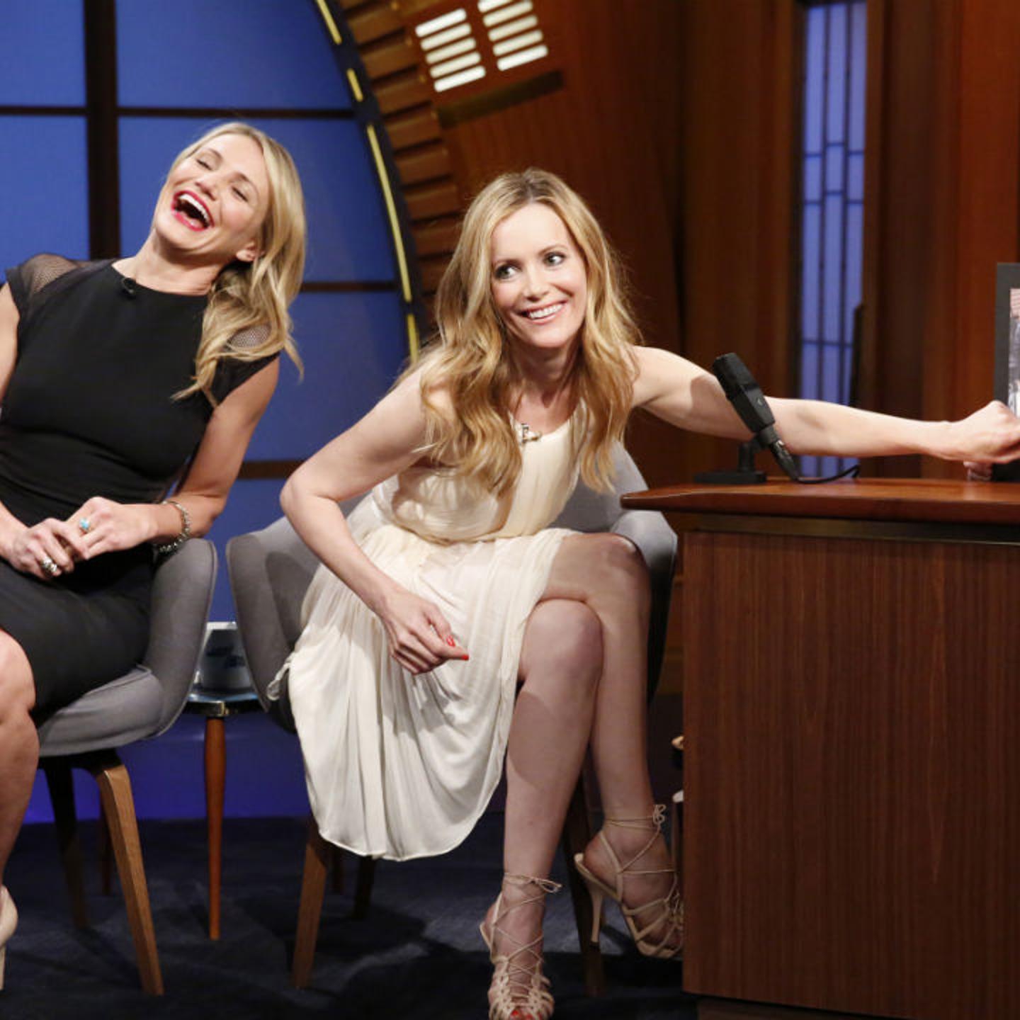 Cameron Diaz and Leslie Man on Late Night with Seth Meyers