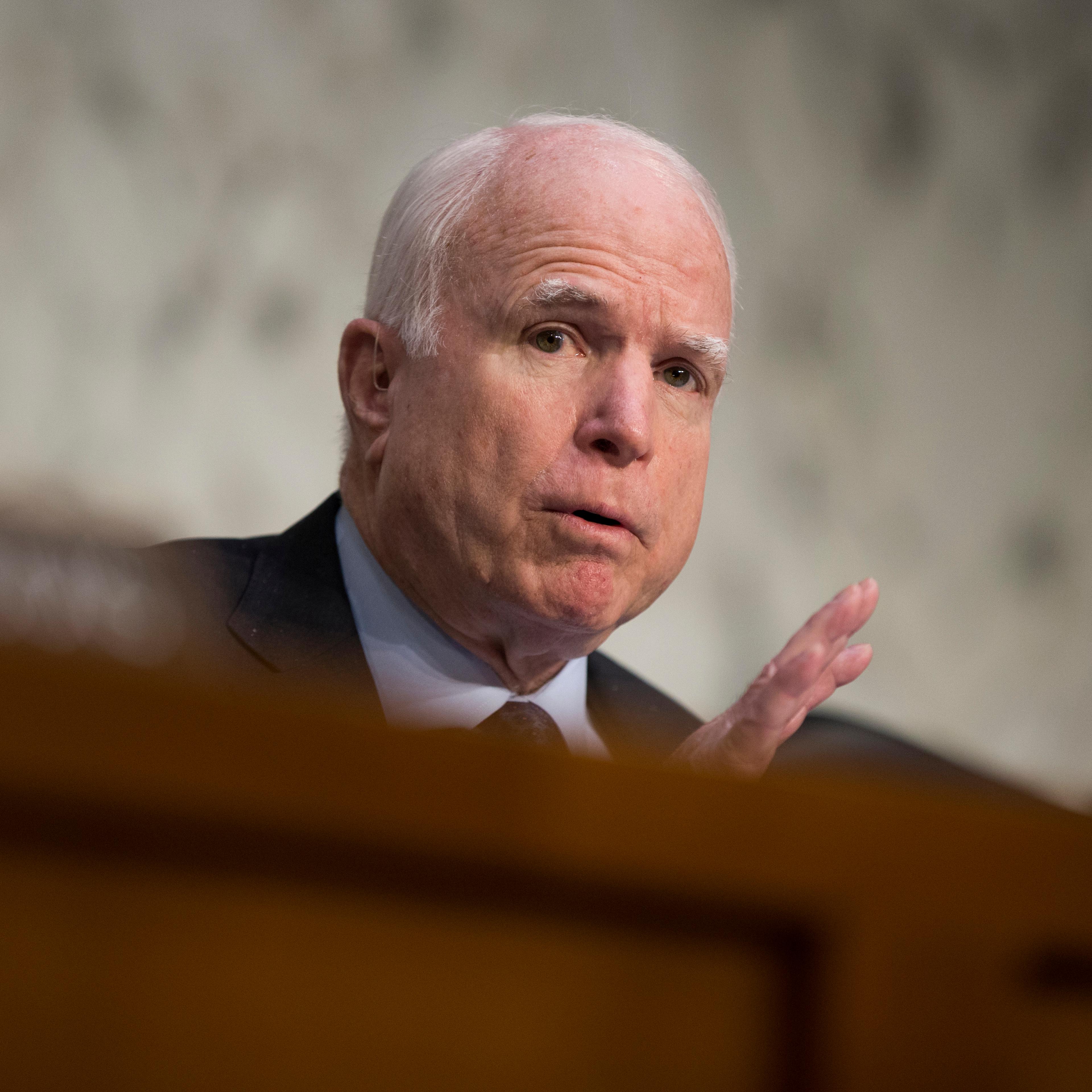 Sen. John McCain speaks on Capitol Hill in Washington, D.C., on April 28, 2016.