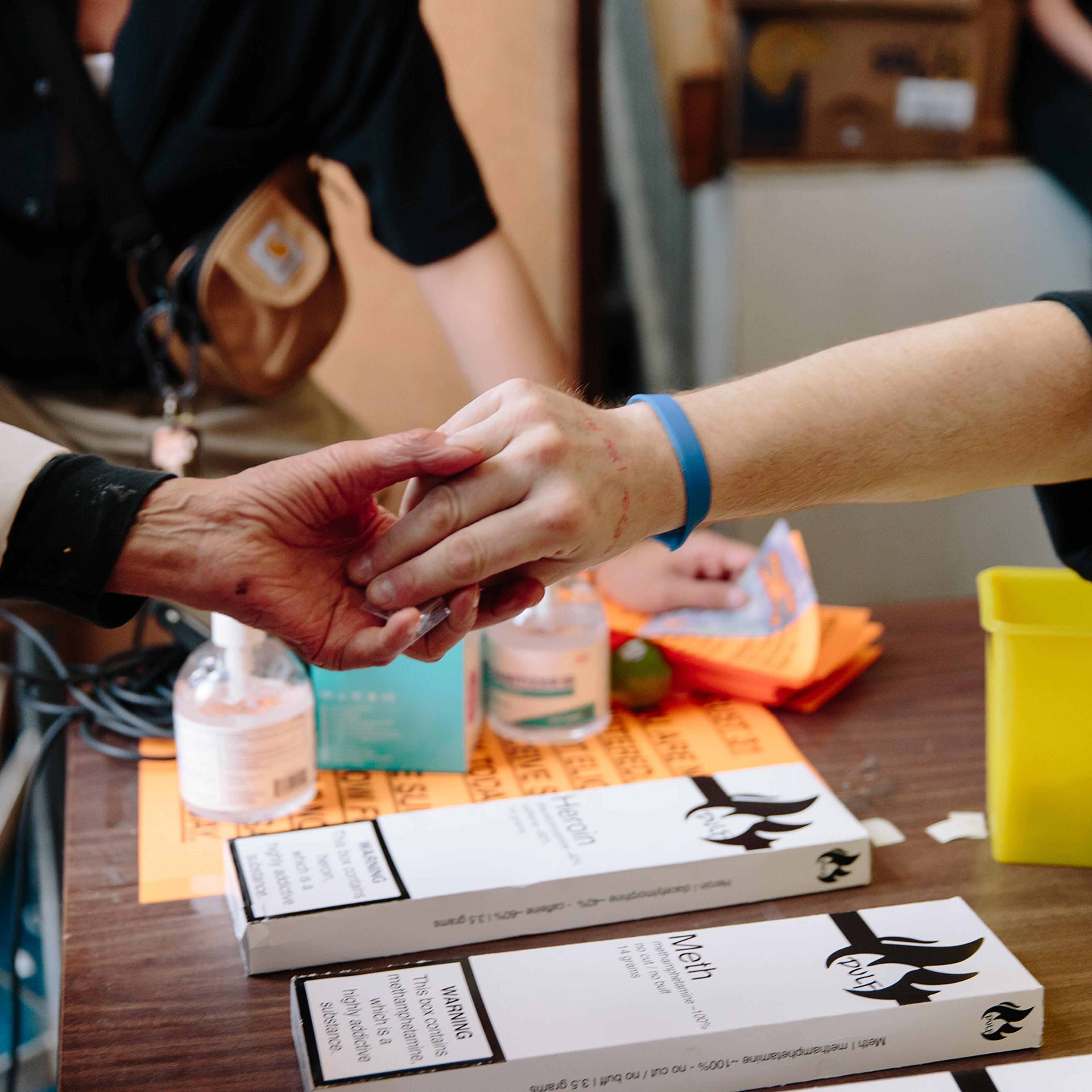 Free and tested heroin, meth, and cocain are distributed at VANDU on International Overdose Awareness Day in Vancouver, B.C. on August 31, 2021. Jackie Dives