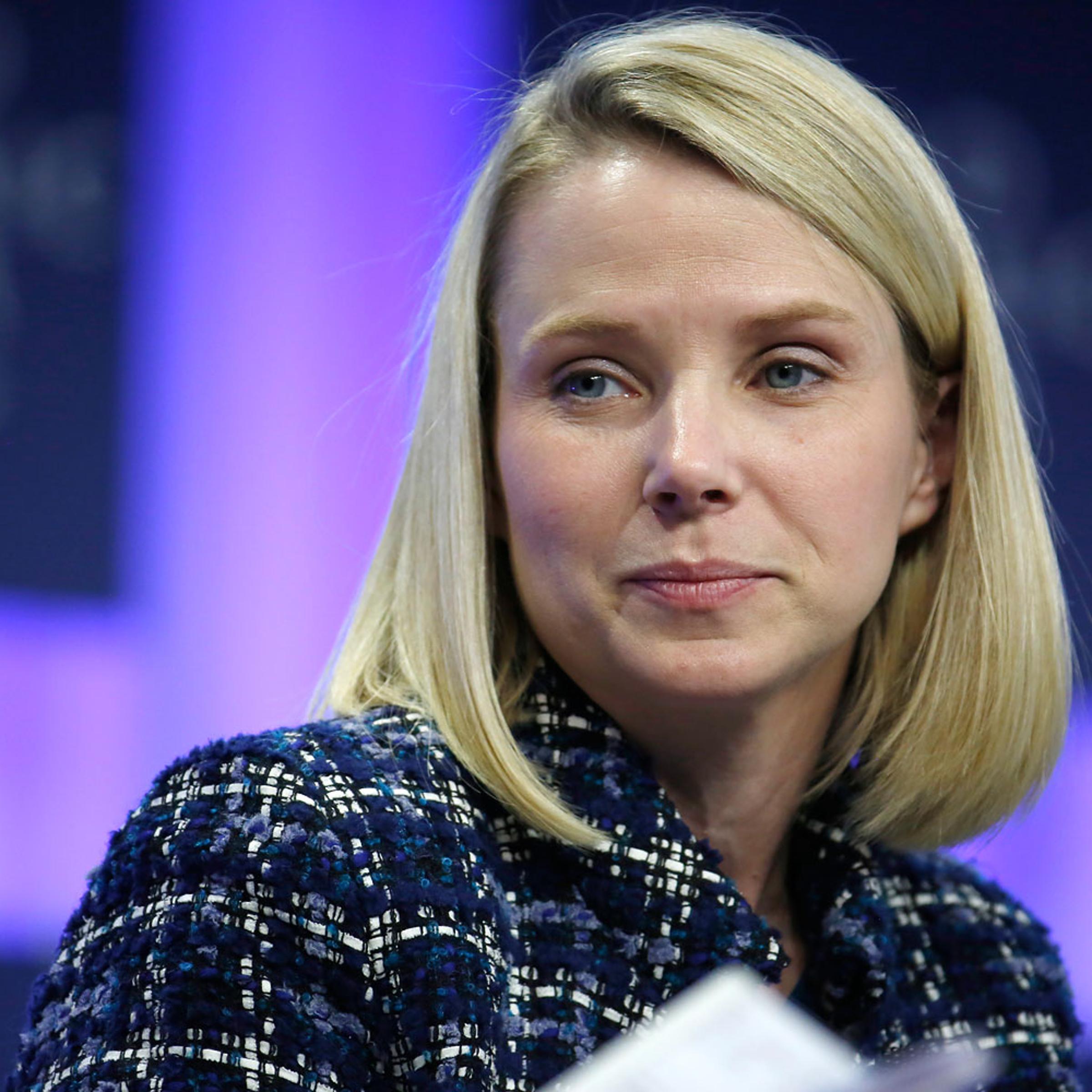 Marissa Mayer, chief executive officer of Yahoo! Inc., pauses during a panel session on day four of the World Economic Forum in Davos, Switzerland, on Saturday, Jan. 25, 2014.