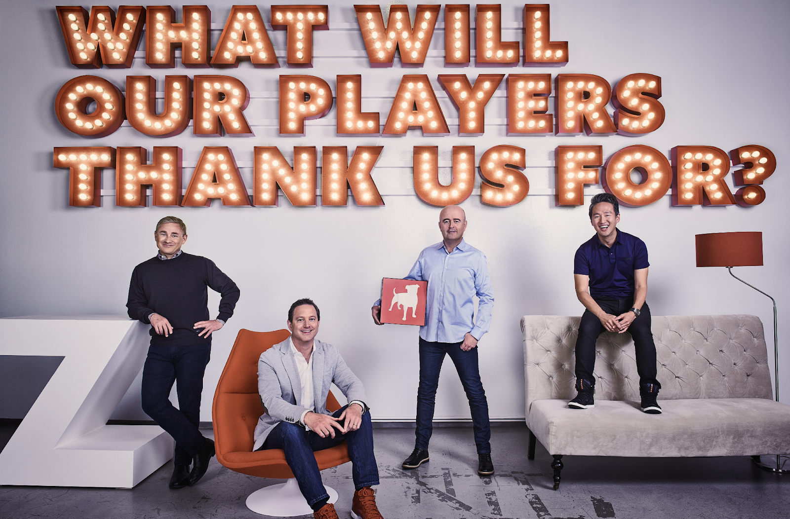 Zynga leadership, left to right, CEO Frank Gibeau, COO Matthew Bromberg, CFO Ger Griffin and President Bernard Kim.