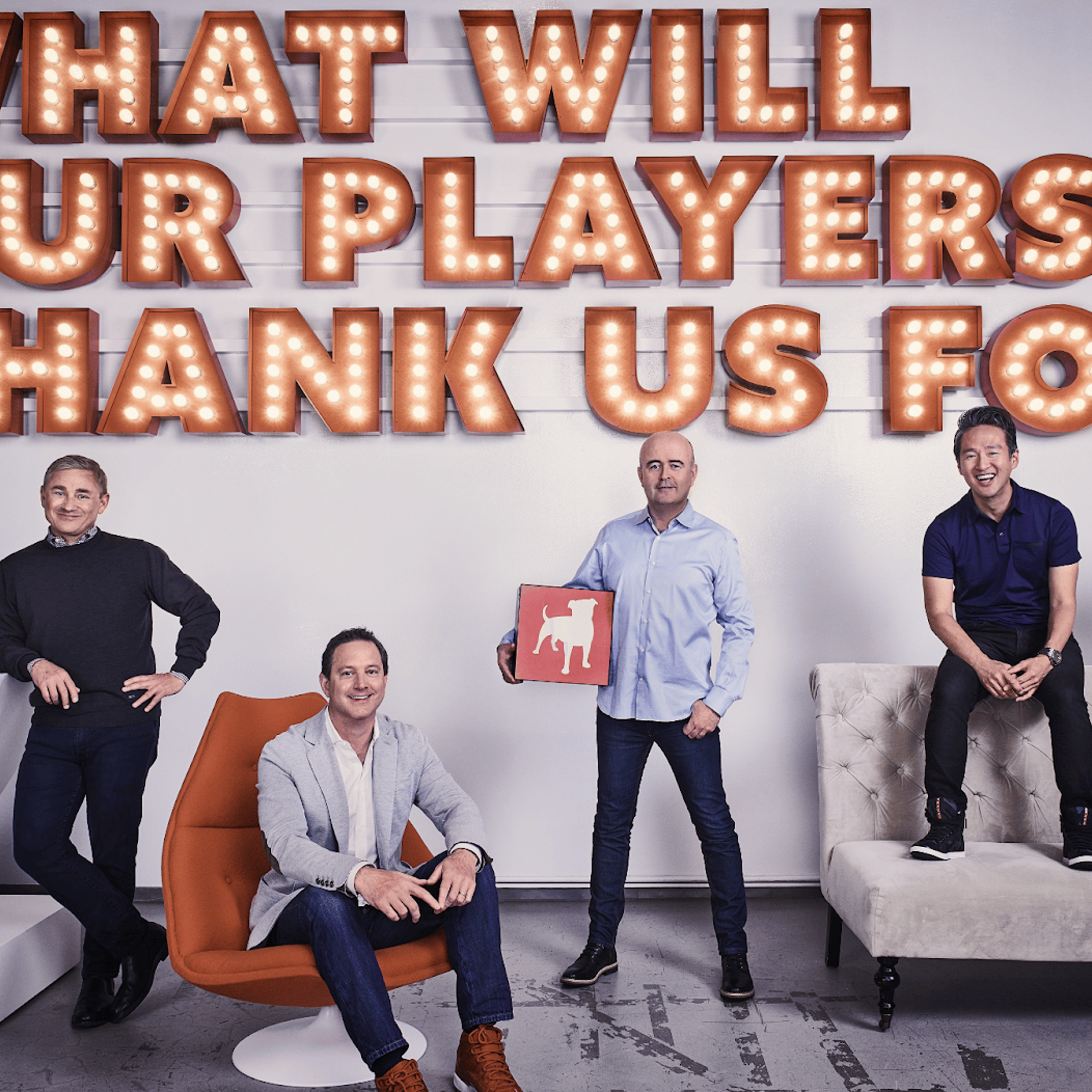Zynga leadership, left to right, CEO Frank Gibeau, COO Matthew Bromberg, CFO Ger Griffin and President Bernard Kim.
