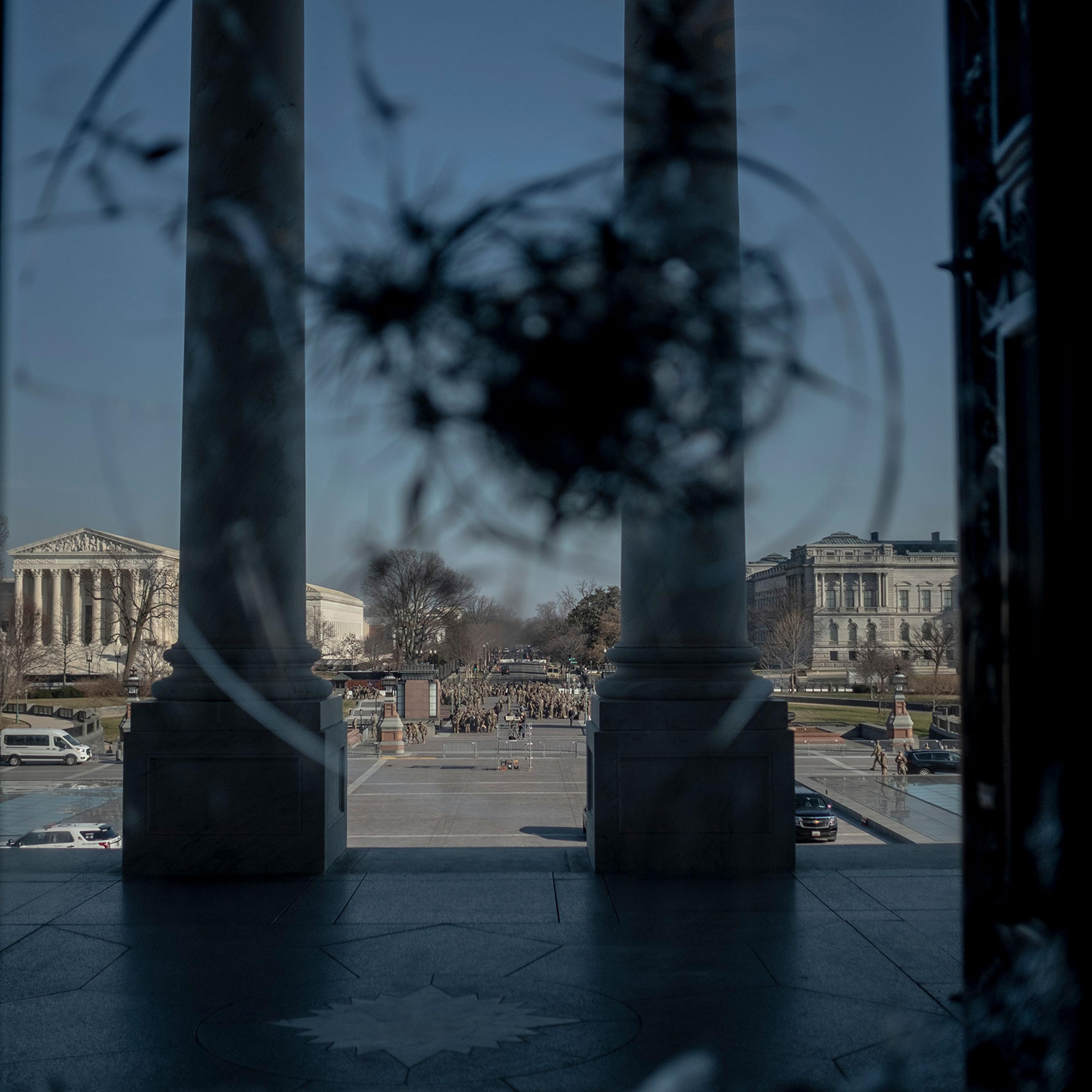 The East Front of the Capitol, which was damaged during the insurrection the week prior, in Washington, on Jan.13, 2020.