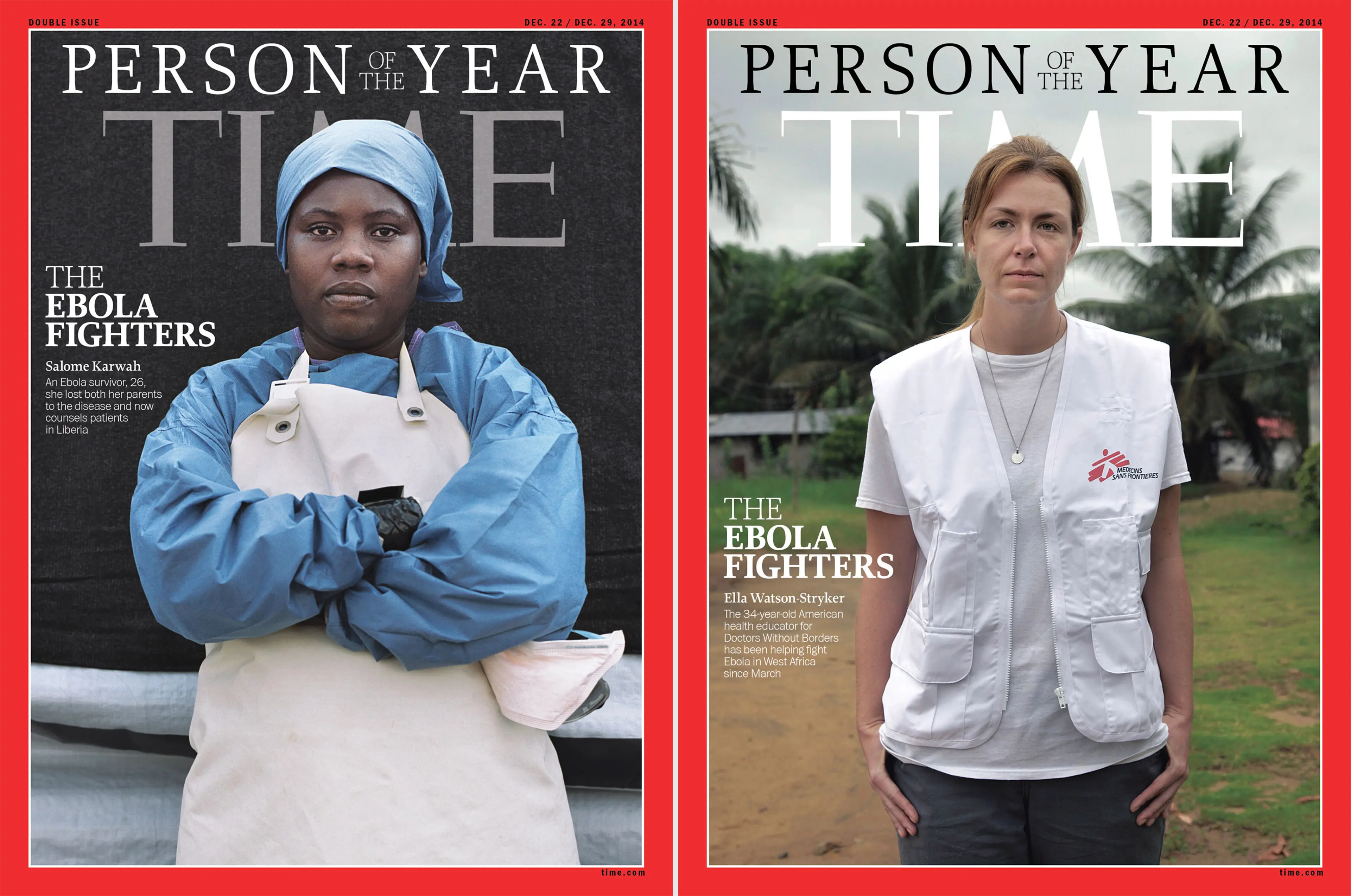 TIME person of the year 2014: The Ebola Fighters (left: Salome Karwah; right: Ella Watson-Stryker)