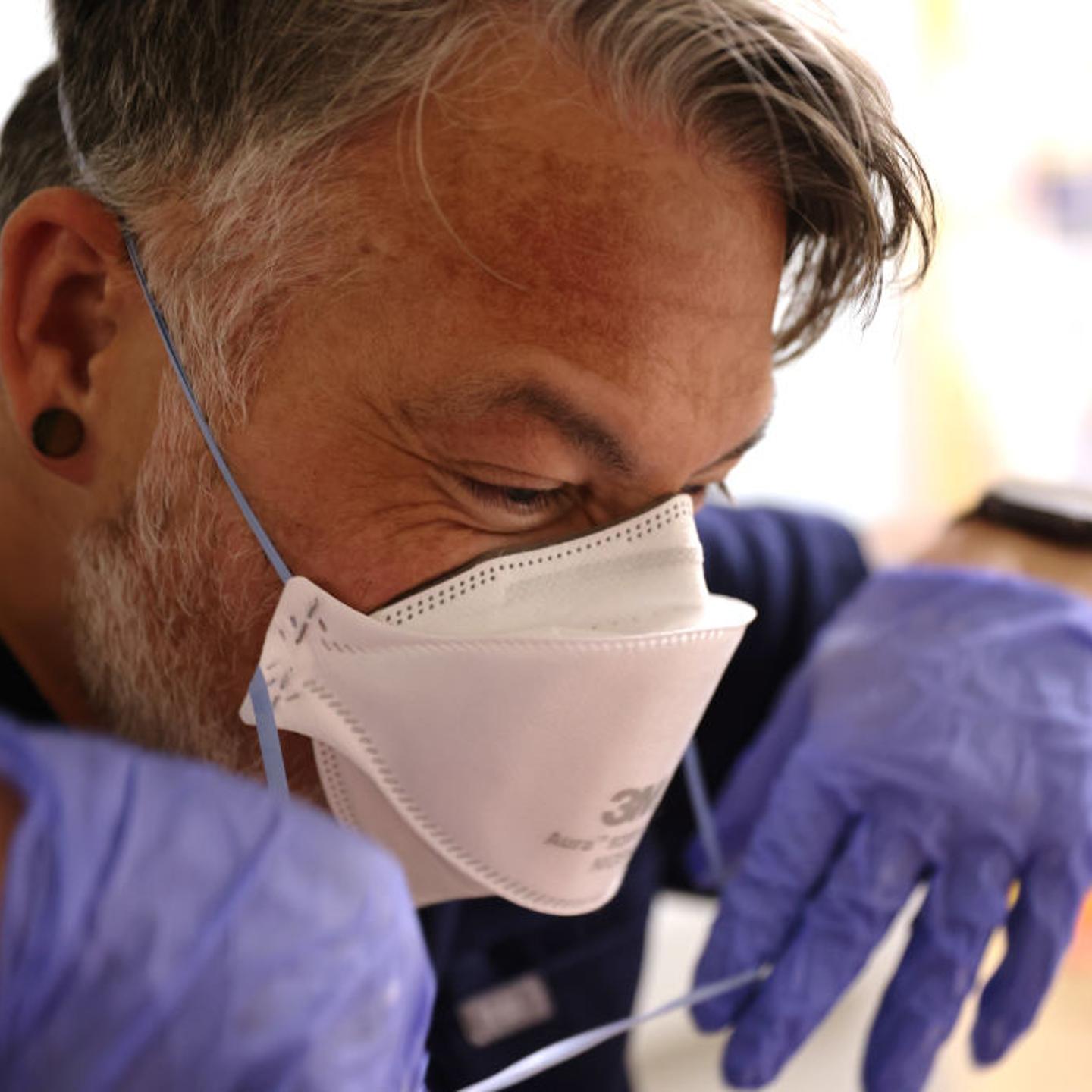 Person wearing an N95 mask