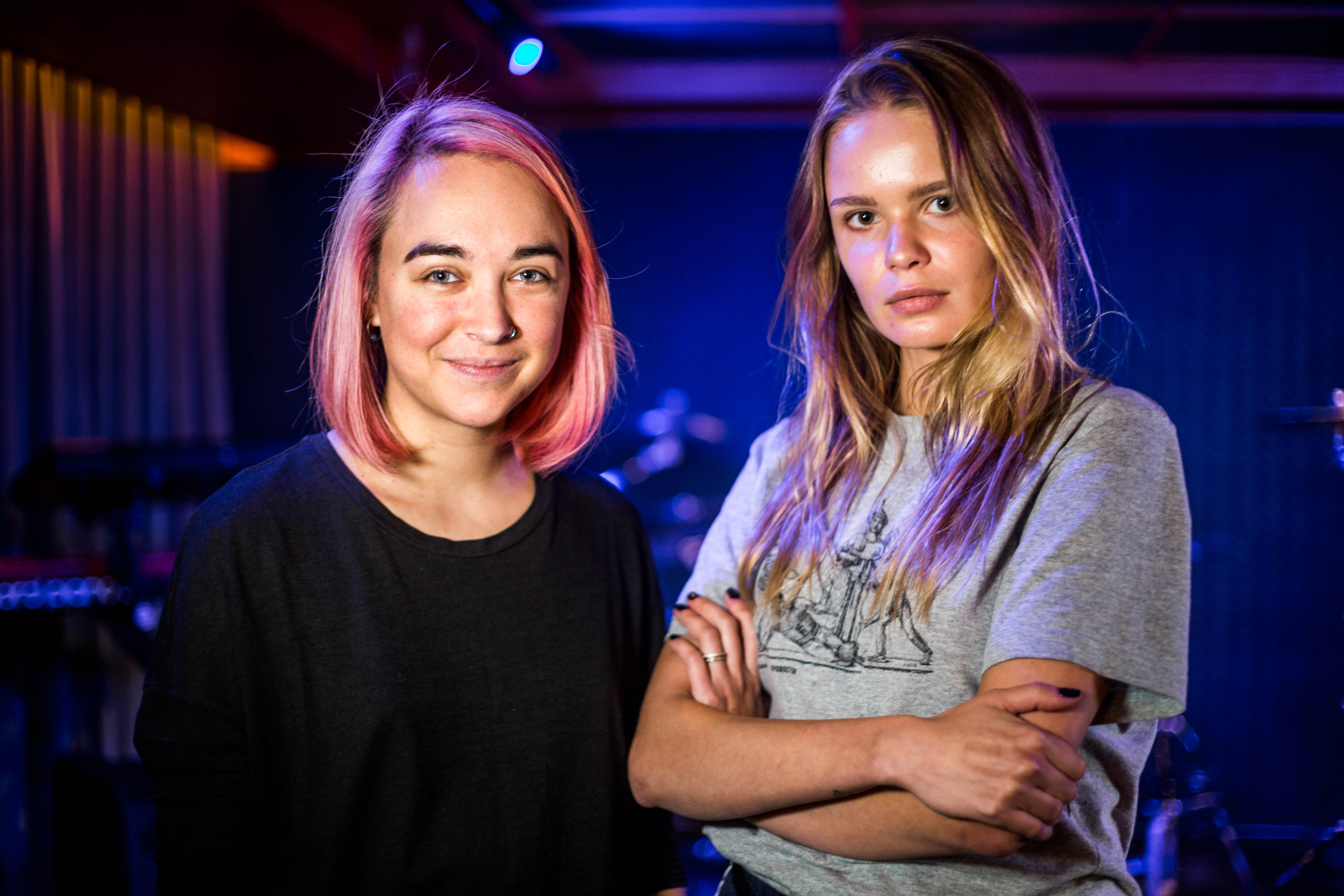 Olga Kurachyova (left) and Veronika Nikulshina spoke to TIME ahead of LGBT+ travel advocacy event Miles of Love at Hong Kong's Eaton HK hotel, Nov. 1, 2018. / Photo by Aria Hangyu Chen for TIME