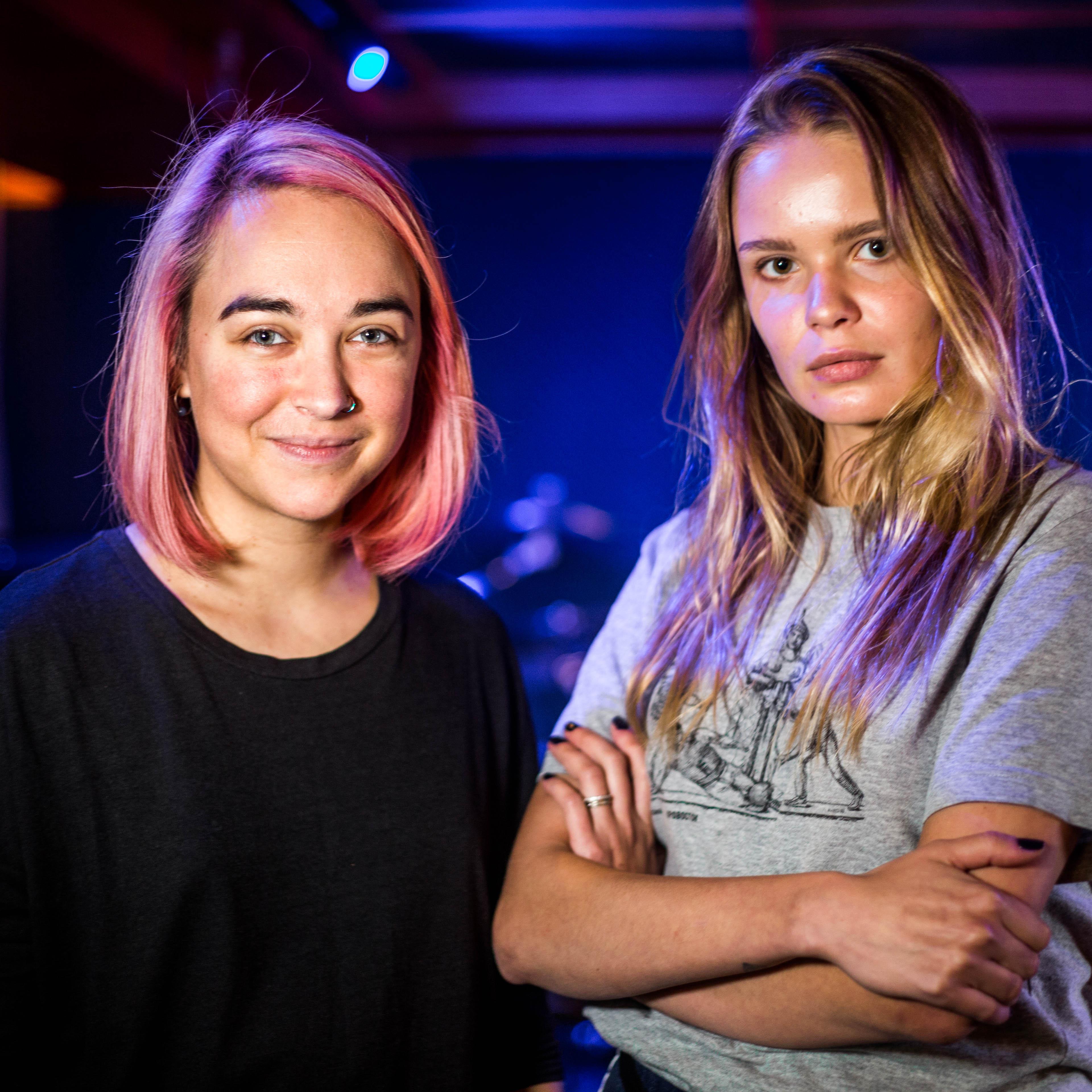 Olga Kurachyova (left) and Veronika Nikulshina spoke to TIME ahead of LGBT+ travel advocacy event Miles of Love at Hong Kong's Eaton HK hotel, Nov. 1, 2018. / Photo by Aria Hangyu Chen for TIME