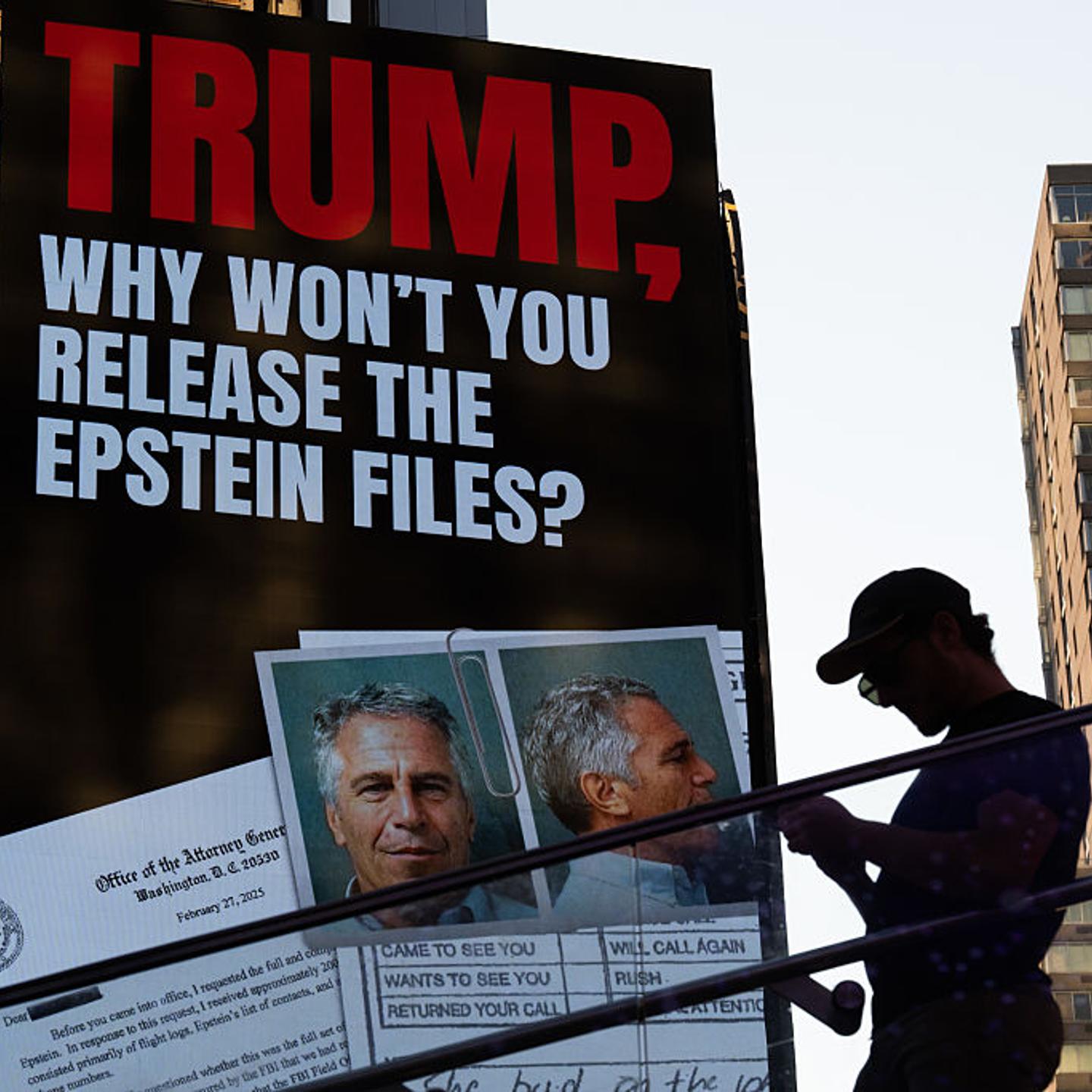 Billboard in Times Square Calls For Release Of Epstein Files