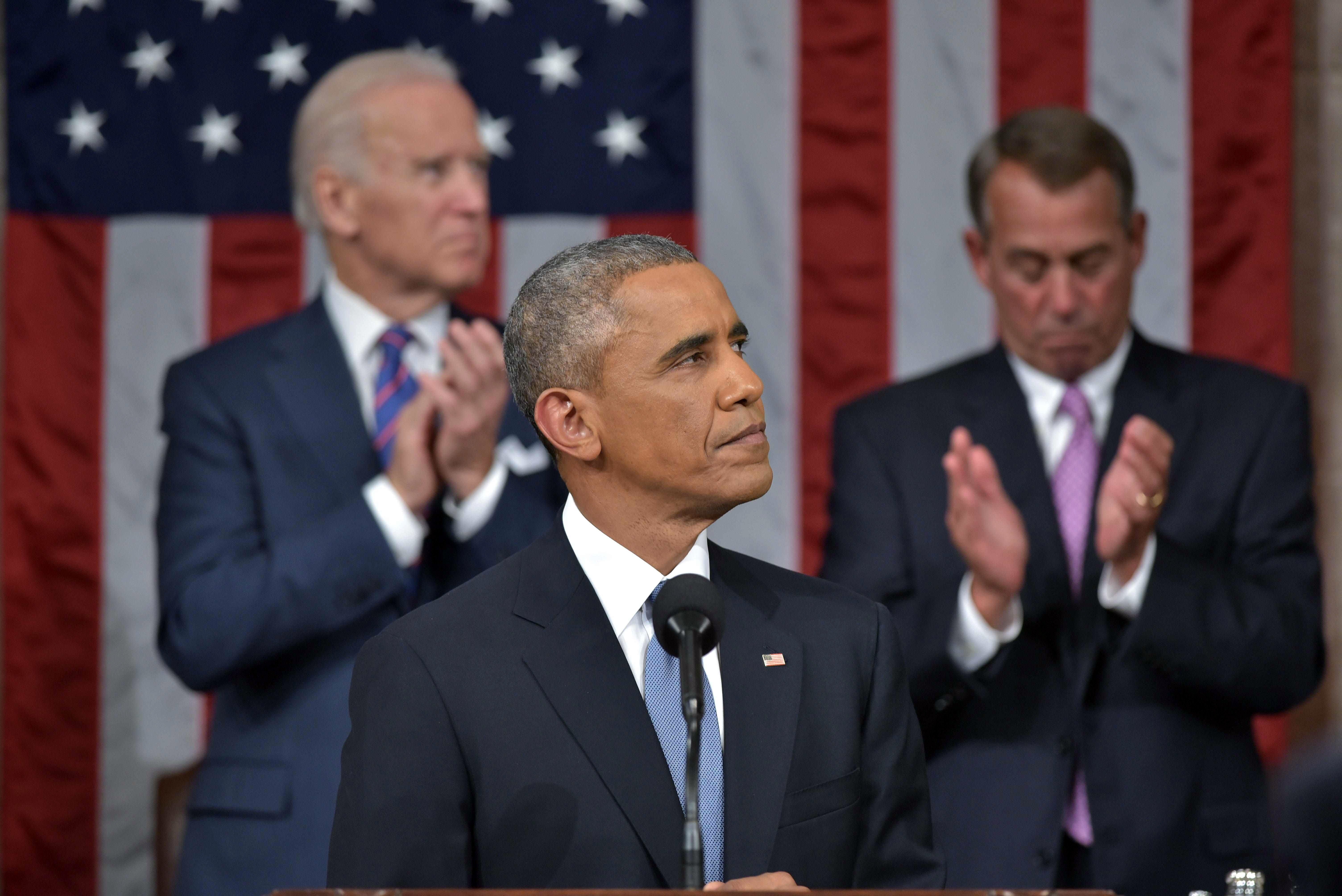 President Barack Obama arrives to deliver the State of The Union address on Jan. 20, 2015, at the US Capitol in Washington.