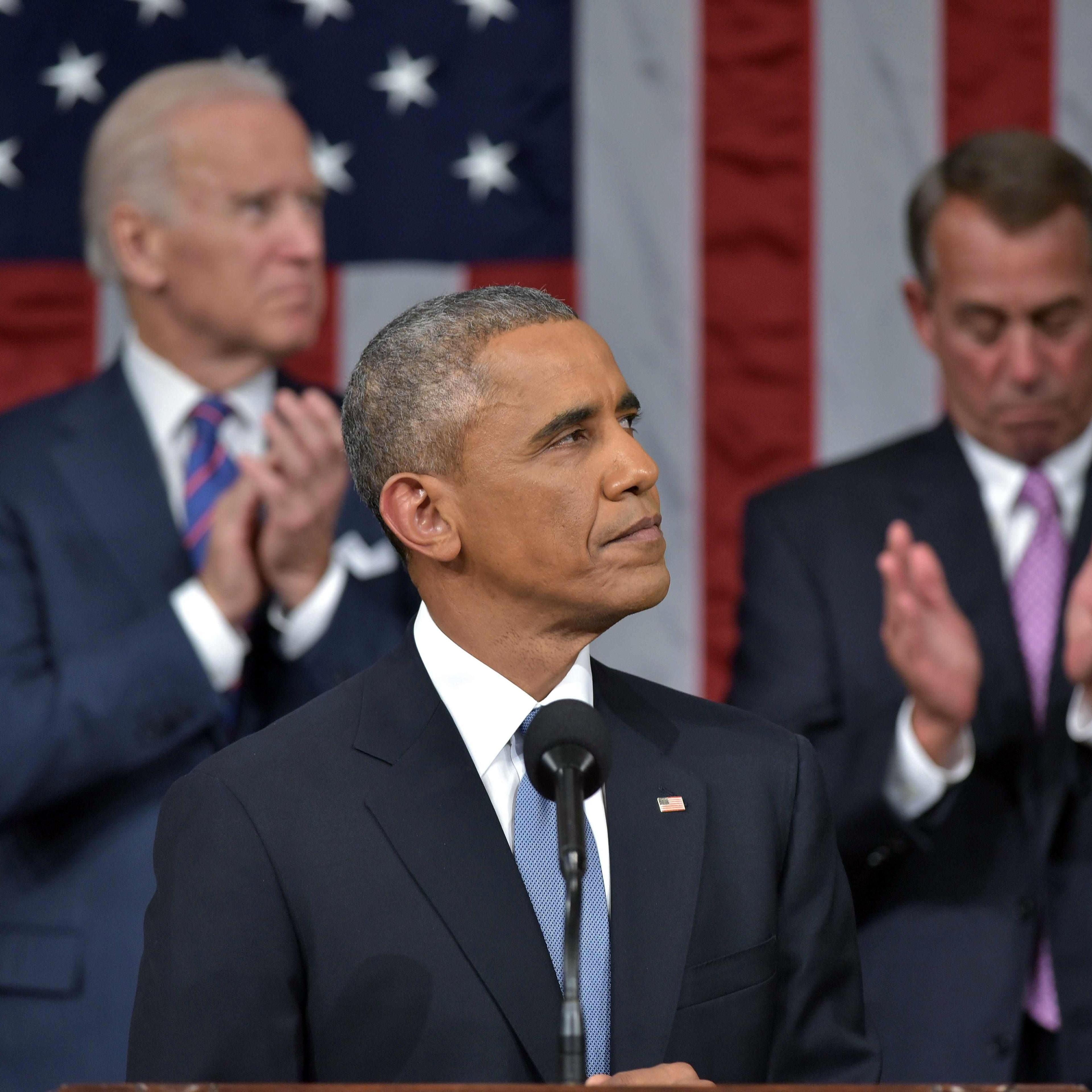 President Barack Obama arrives to deliver the State of The Union address on Jan. 20, 2015, at the US Capitol in Washington.