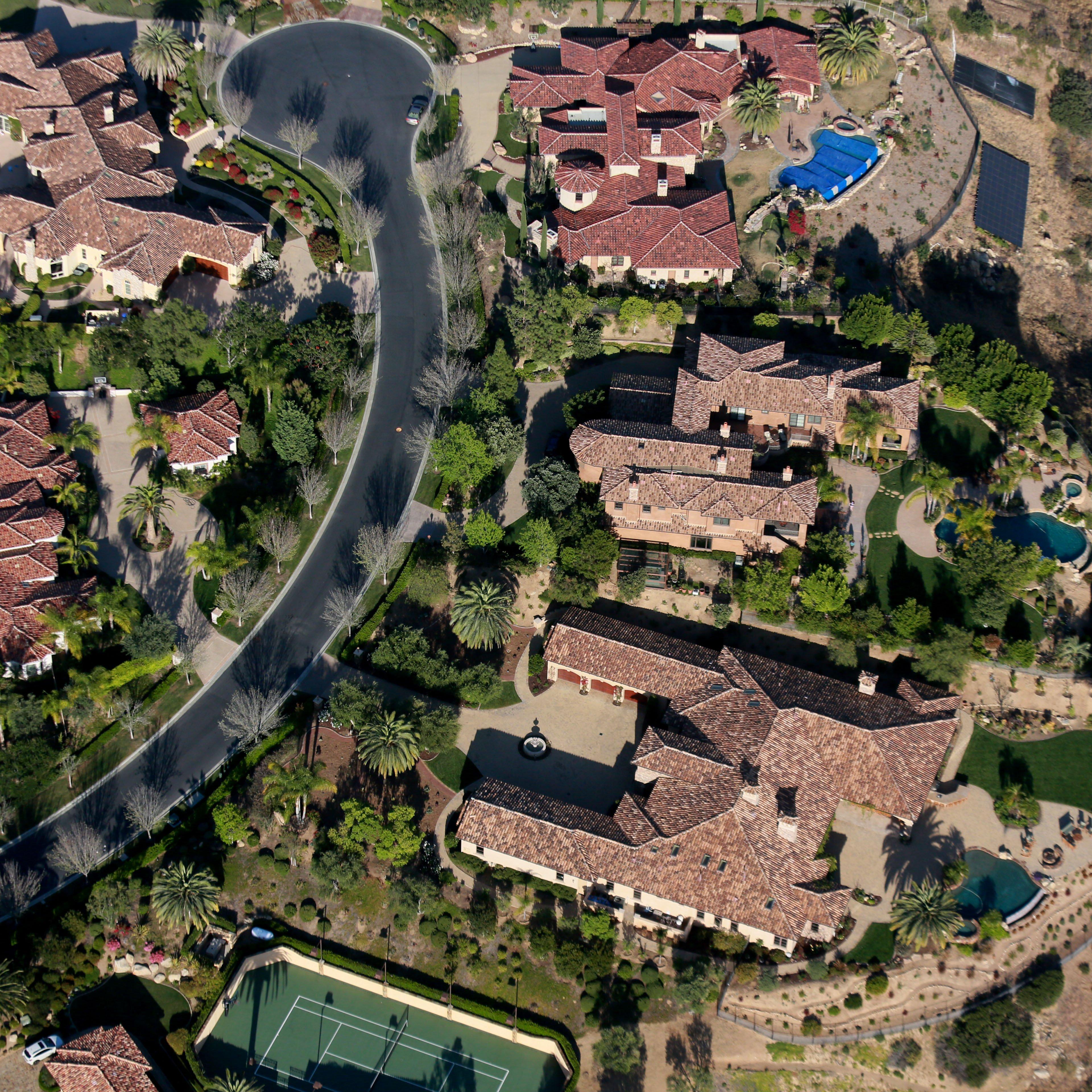 Aerial view overlooking houses in San Diego on April 4, 2015.