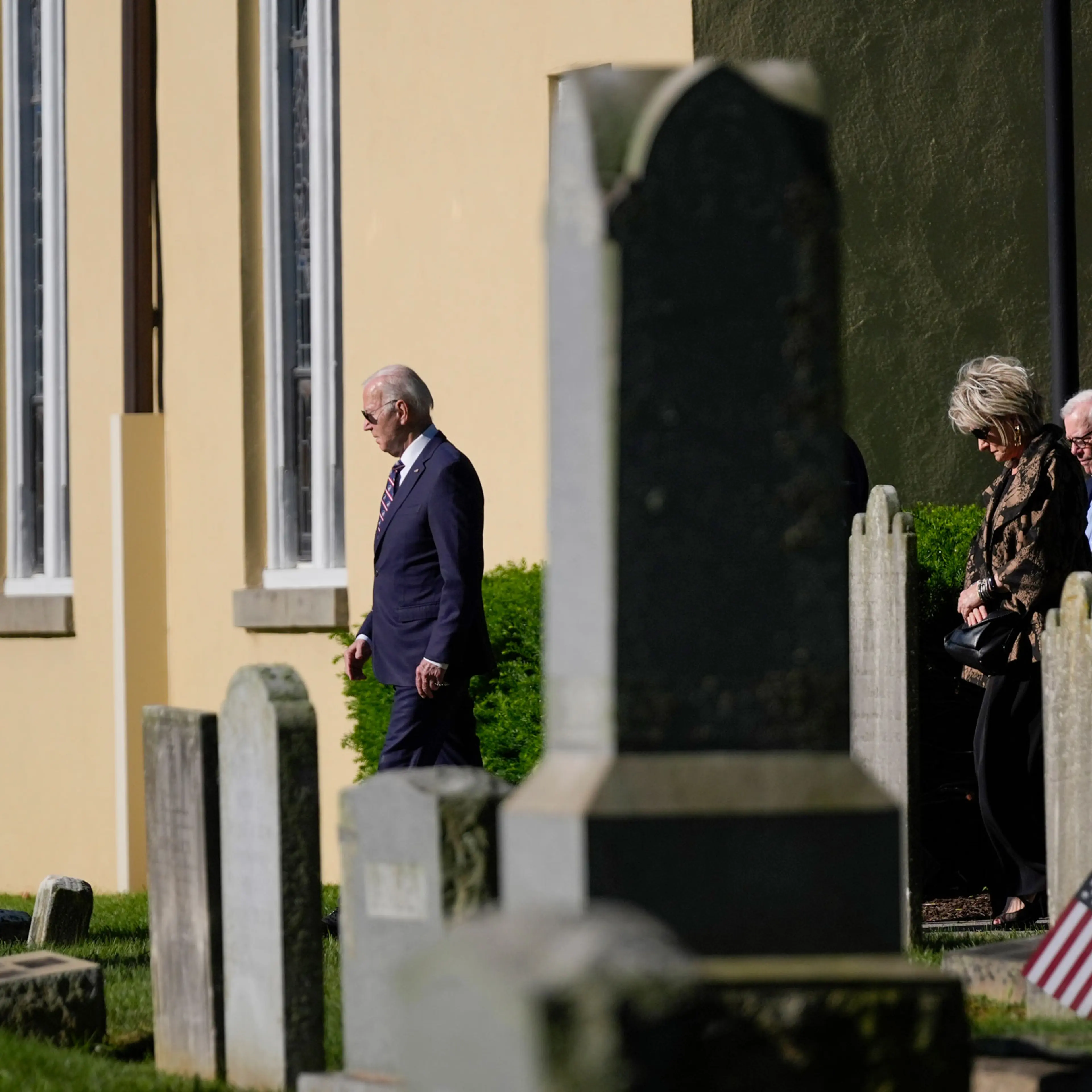 President Joe Biden walks to visit the gravesite of his late son Beau after attending a private ceremony to mark his passing at St. Joseph on the Brandywine Roman Catholic Church, in Wilmington, Del., on May 30, 2024.