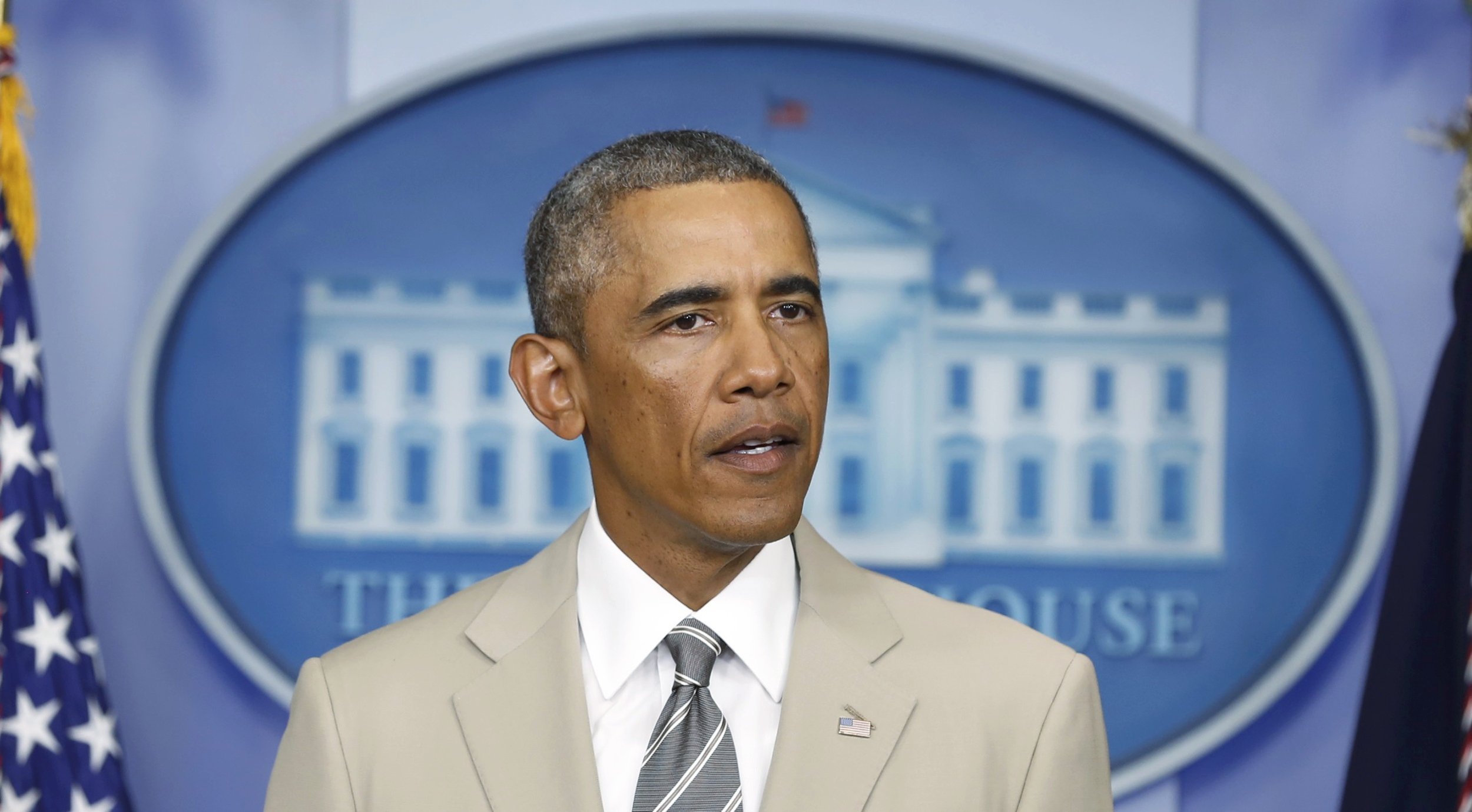 U.S. President Obama delivers a statement ahead of national security council meeting at the White House in Washington