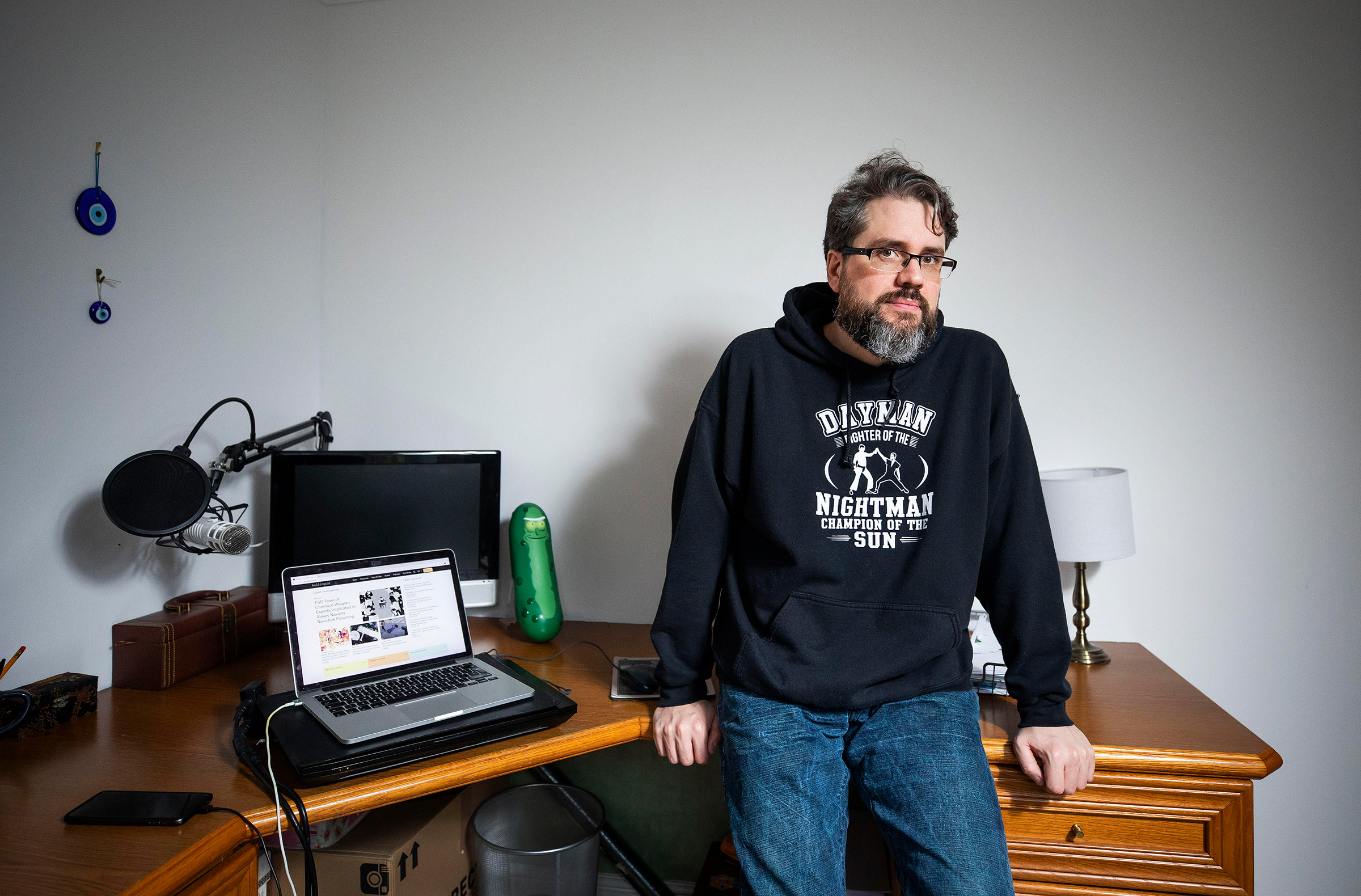 Eliot Higgins at home in Leicester who started up Bellingcat, a website known for using open-sources and social media for investigations.Photo by Fabio De Paola© Fabio De Paola / Guardian / eyevineContact eyevine for more information about using this ima