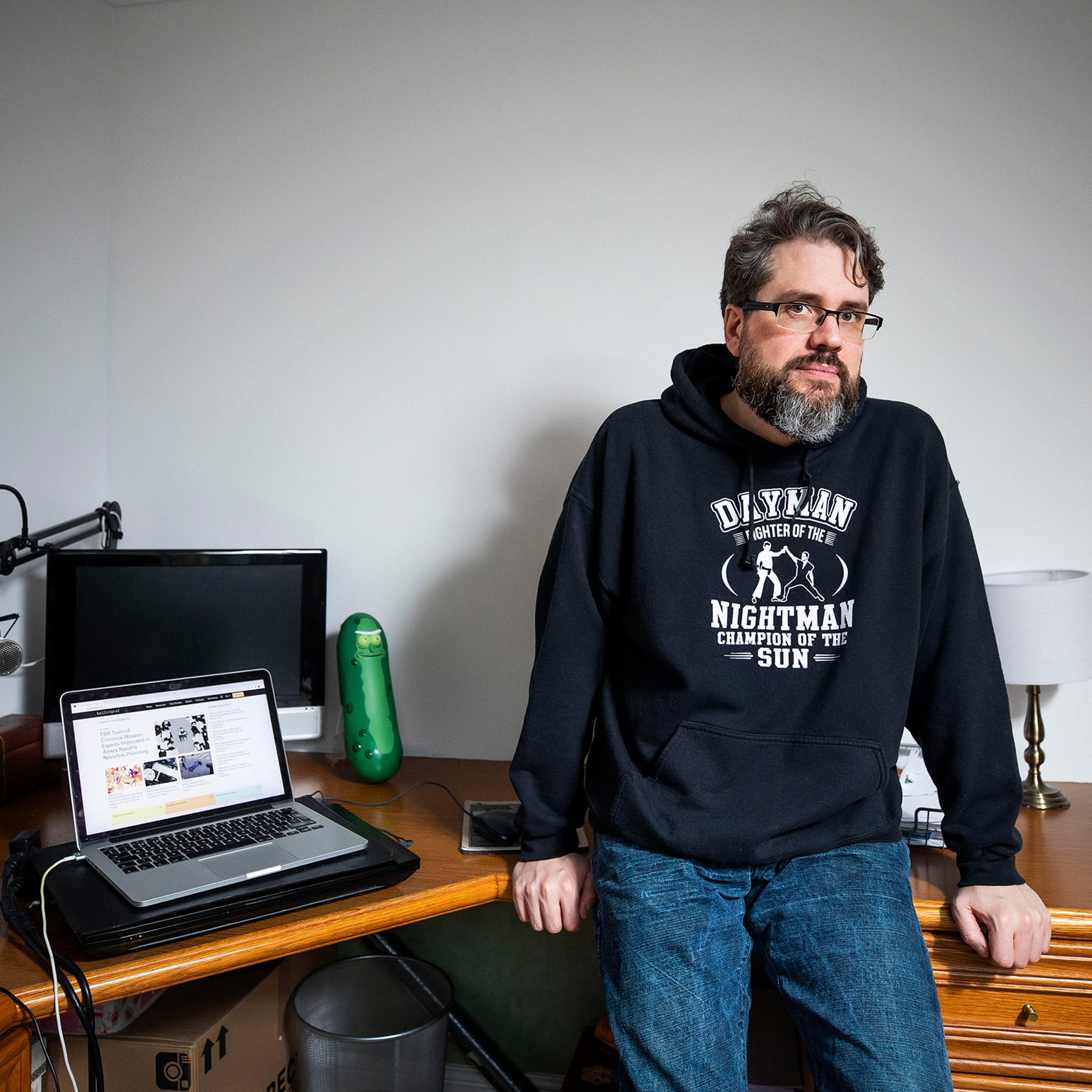 Eliot Higgins at home in Leicester who started up Bellingcat, a website known for using open-sources and social media for investigations.Photo by Fabio De Paola© Fabio De Paola / Guardian / eyevineContact eyevine for more information about using this ima