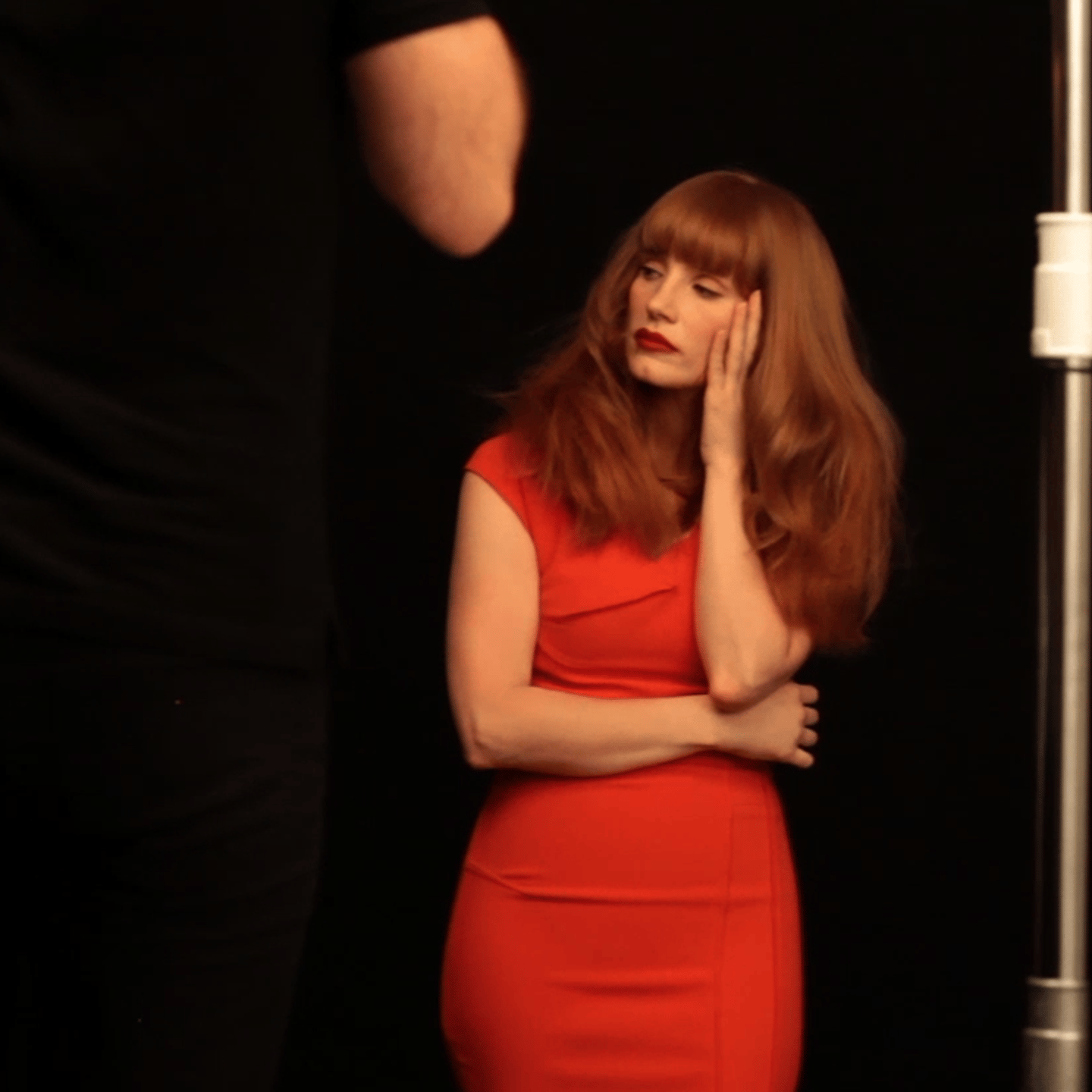 Jessica Chastain poses for photographer Peter Hapak during a TIME photo shoot